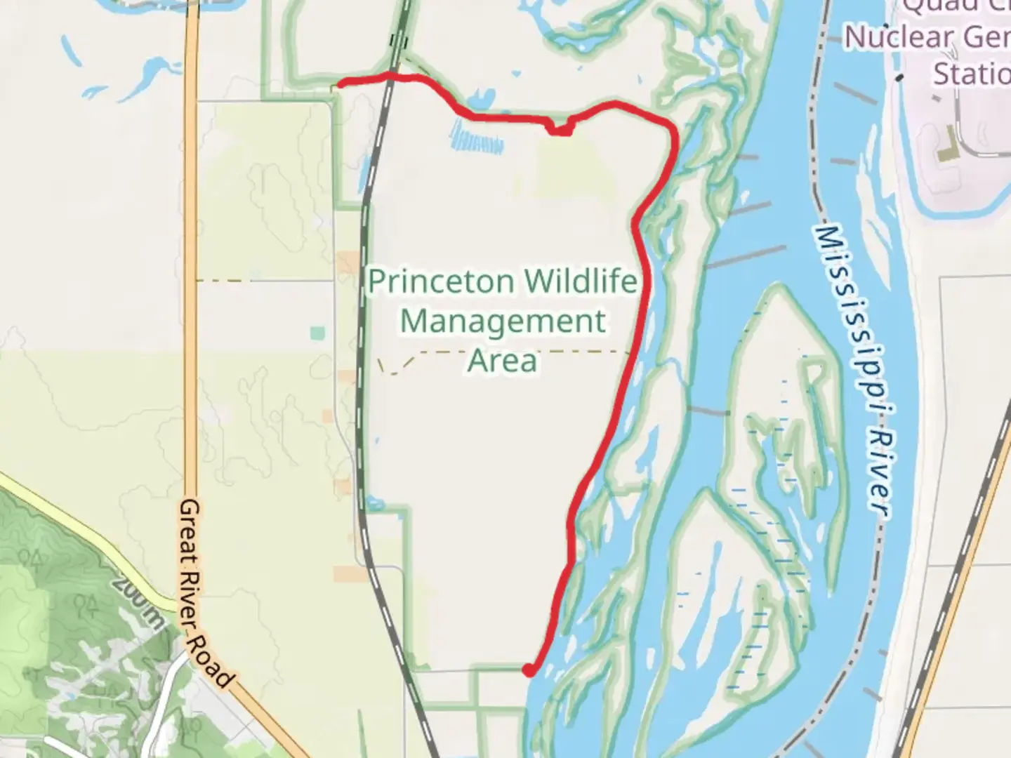 An image depicting the trail Princeton Wildlife Management Area Walk and its surrounding area.
