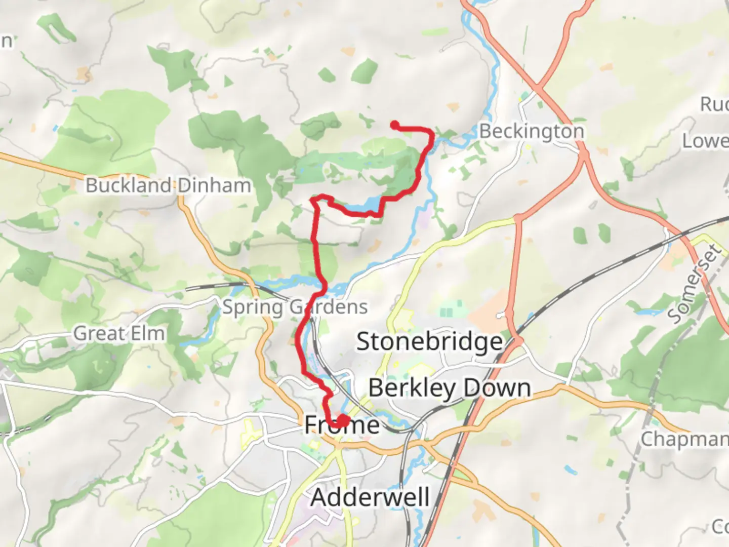 An image depicting the trail Lullington to Frome Walk and its surrounding area.