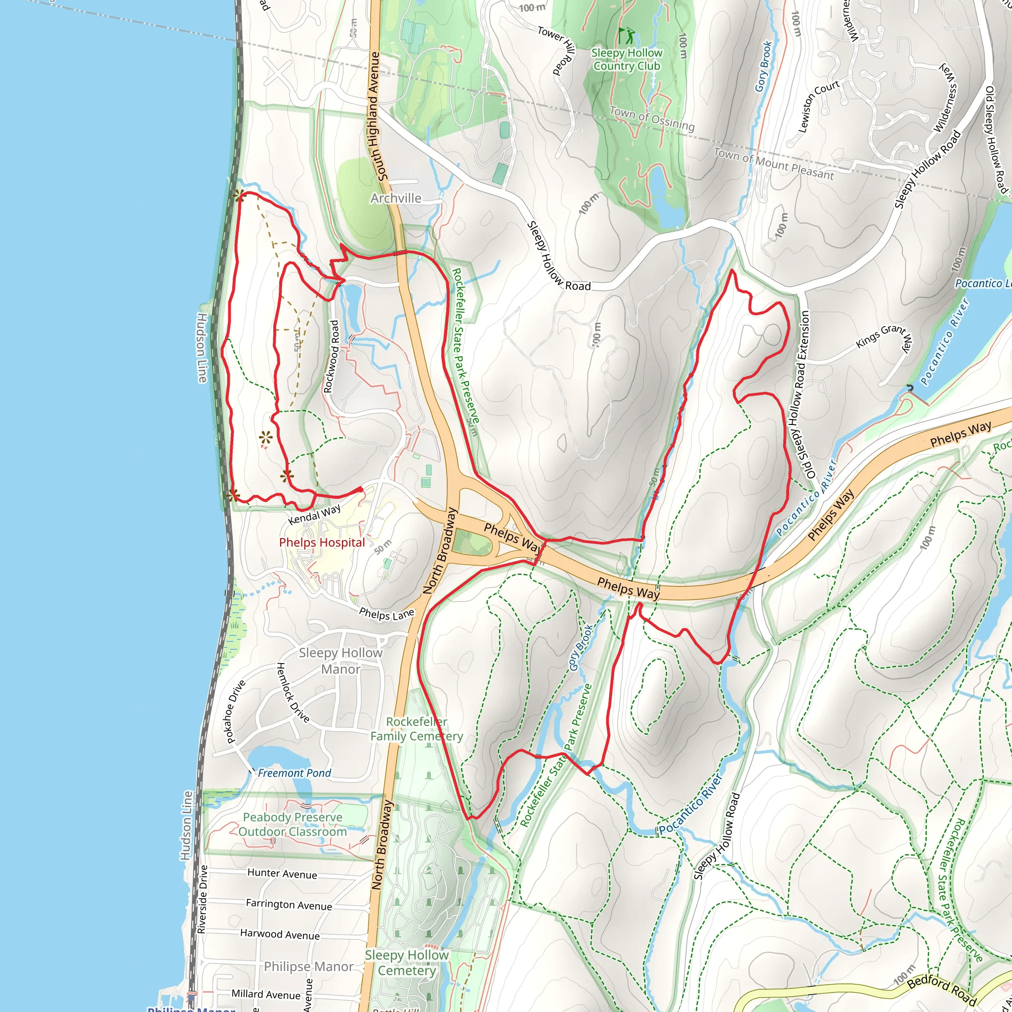 Gory Brook and Pocantico River Loop mobile static map