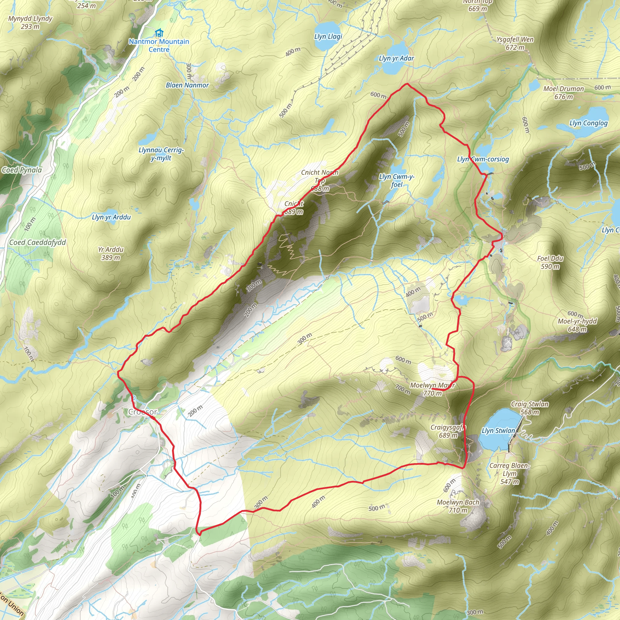 Cnicht and Moelwyn Mawr from Croesor mobile static map