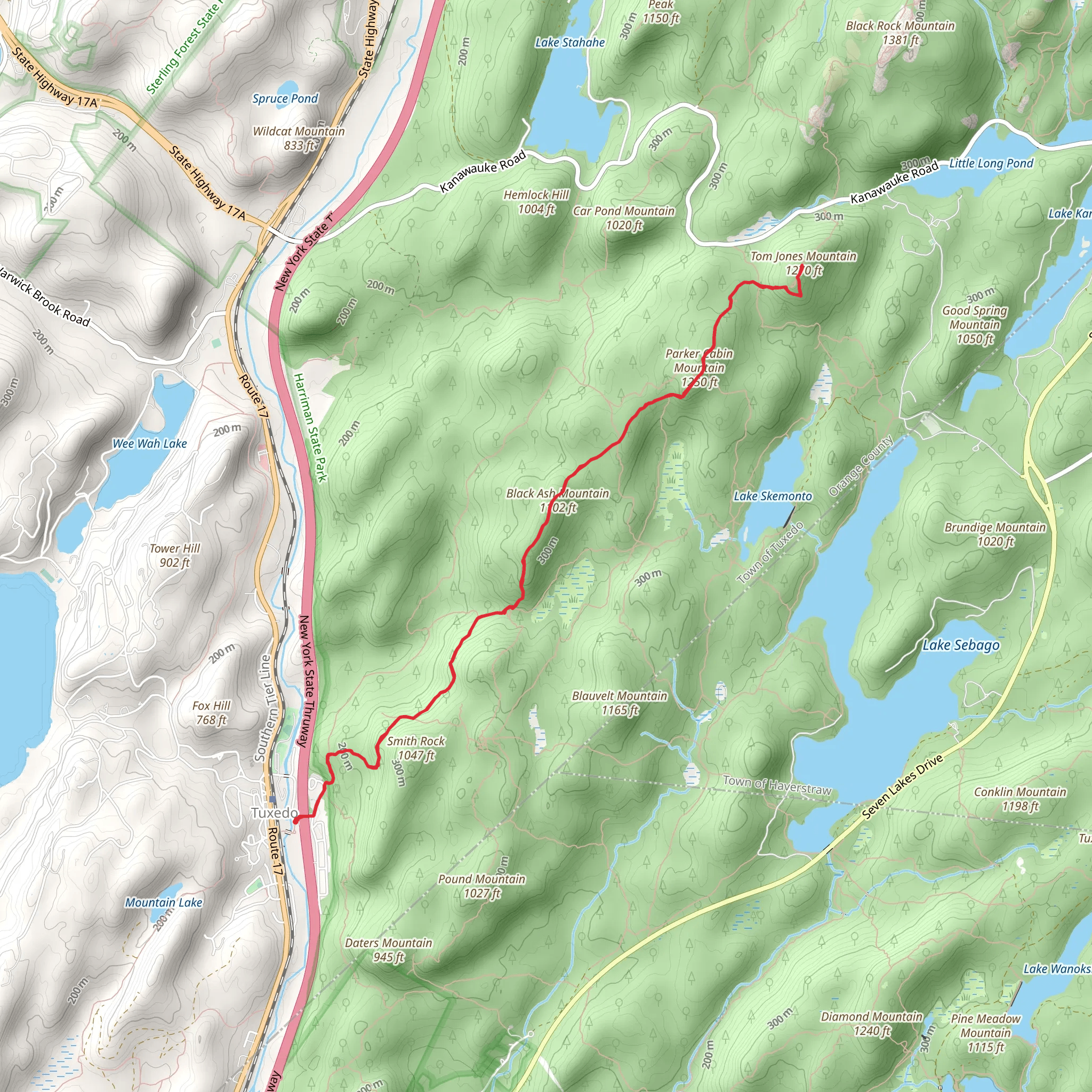 Tom Jones Mountain via Ramapo-Dunderberg Trail mobile static map