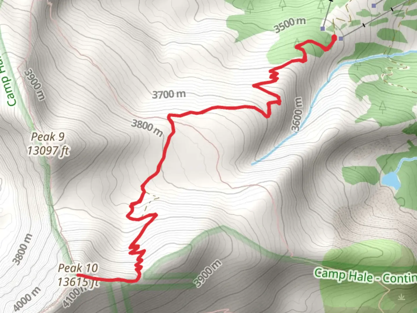 An image depicting the trail Peak 10 via County Road and its surrounding area.