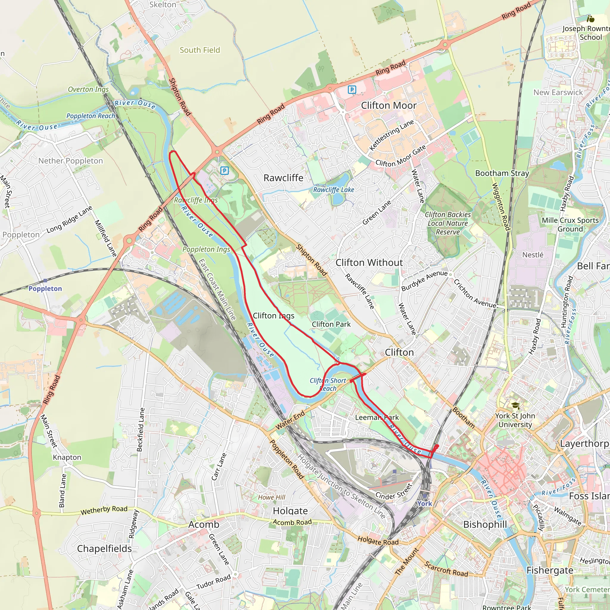 Clifton Ings and Rawcliffe Ings Loop mobile static map
