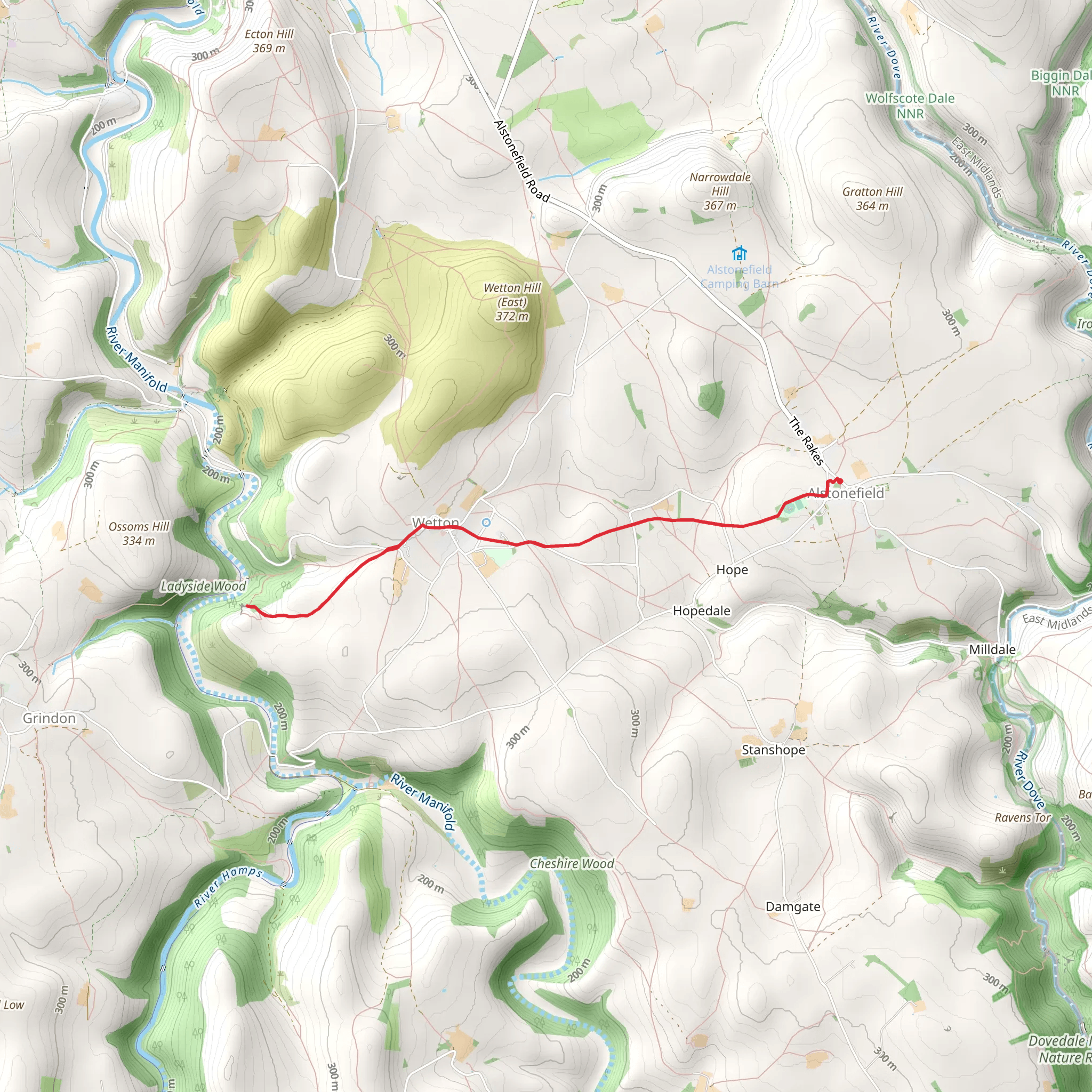Thor's Cave Walk from Alstonefield mobile static map