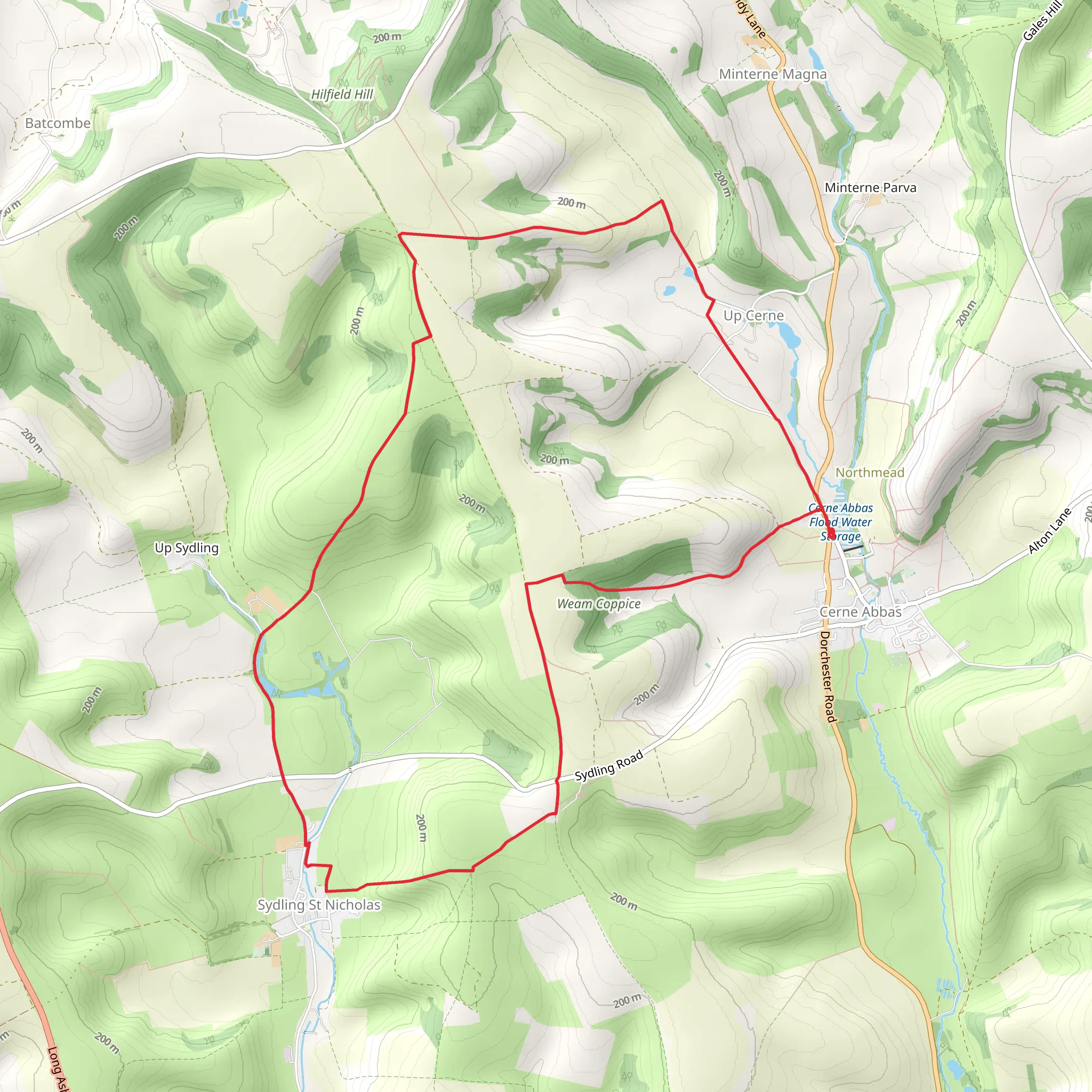 Cerne Park and Wether Hill Loop mobile static map