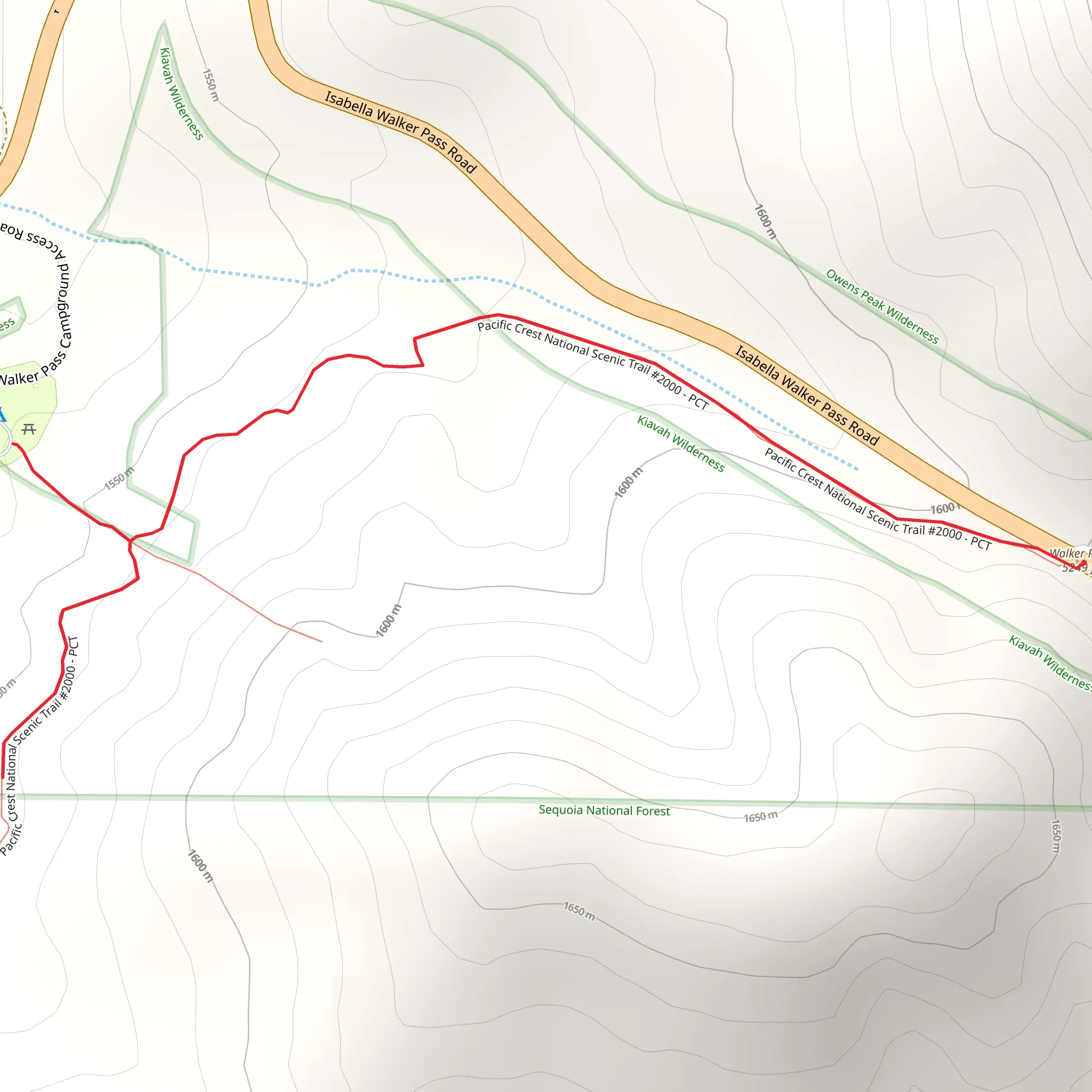 Walker Pass - PCT mobile static map