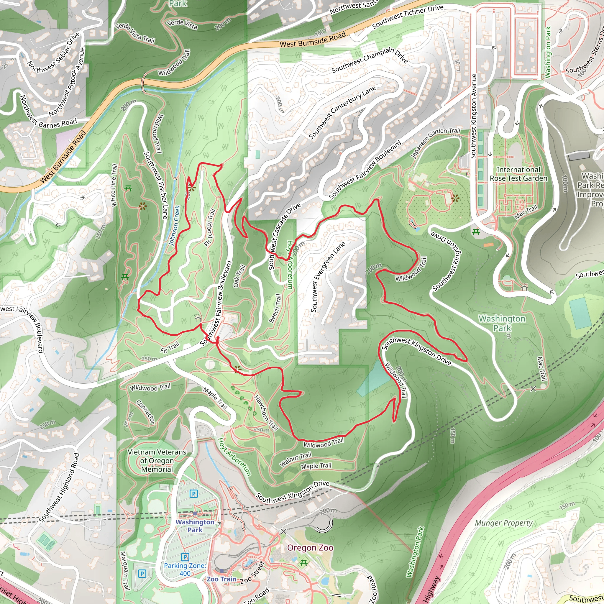 Redwood - Wildwood Loop Trail mobile static map