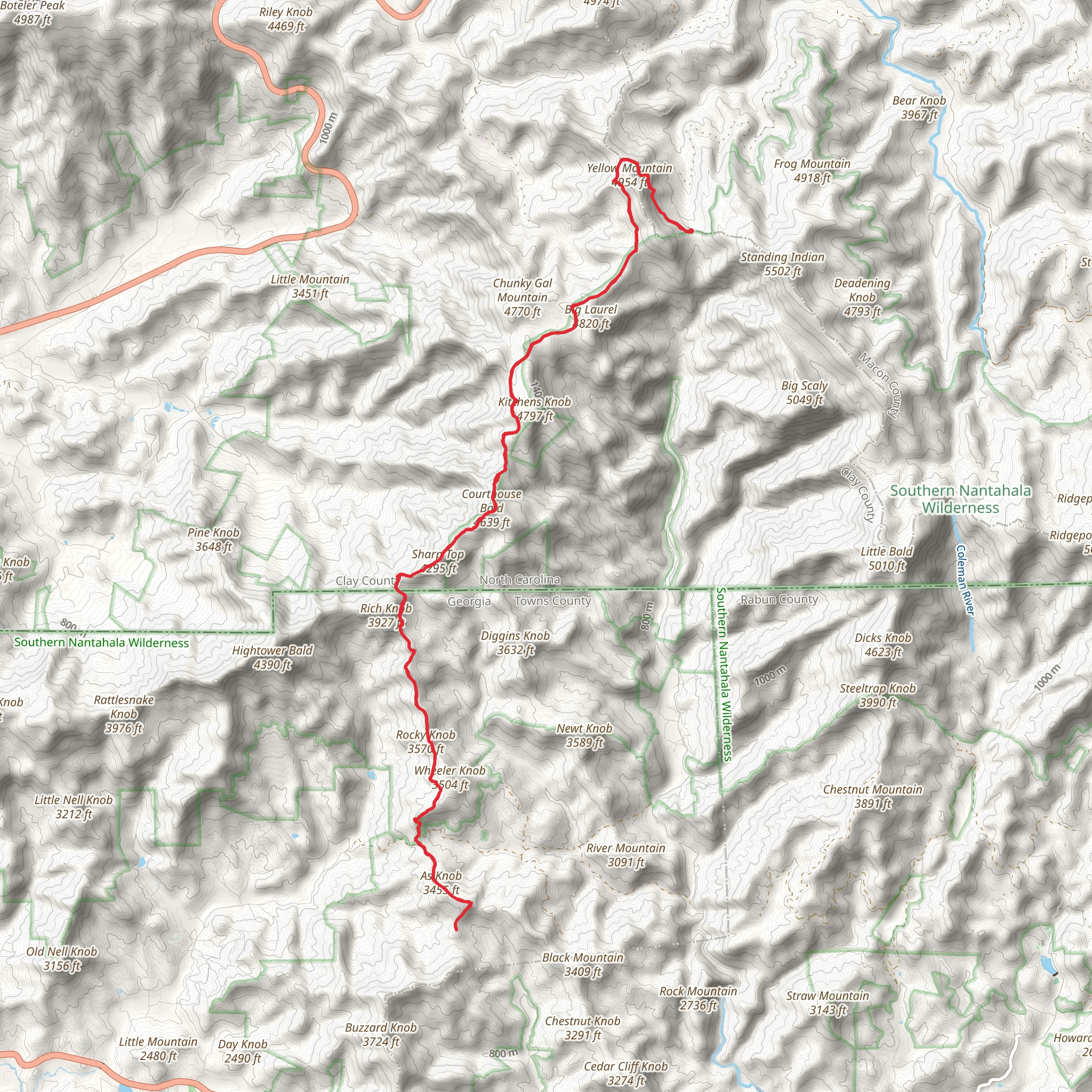 As Knob via Appalachian Trail mobile static map