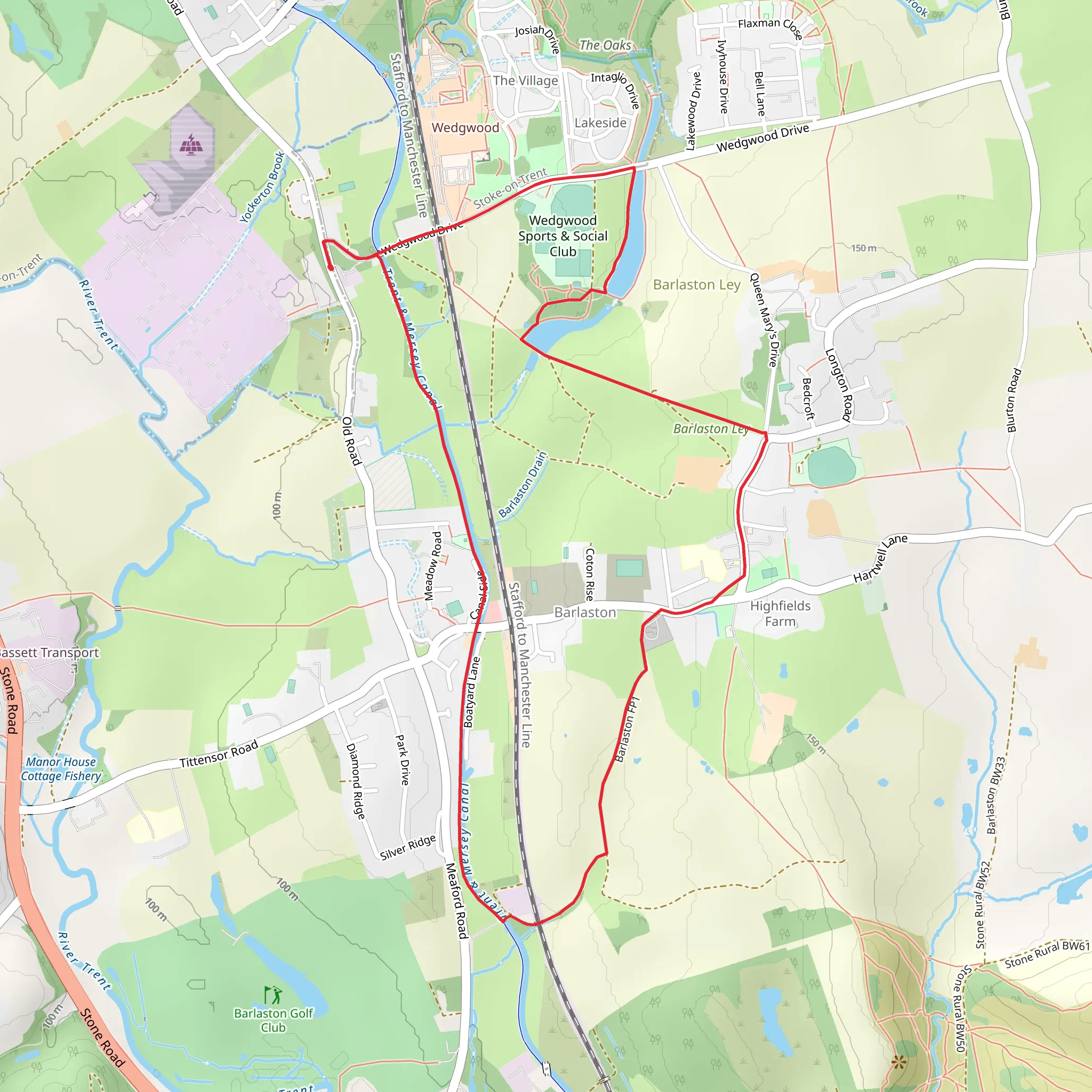 Cresswell Wood and Barlaston Loop mobile static map