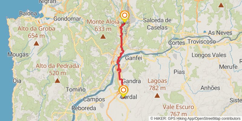 Camino Portugues stage 25 Map