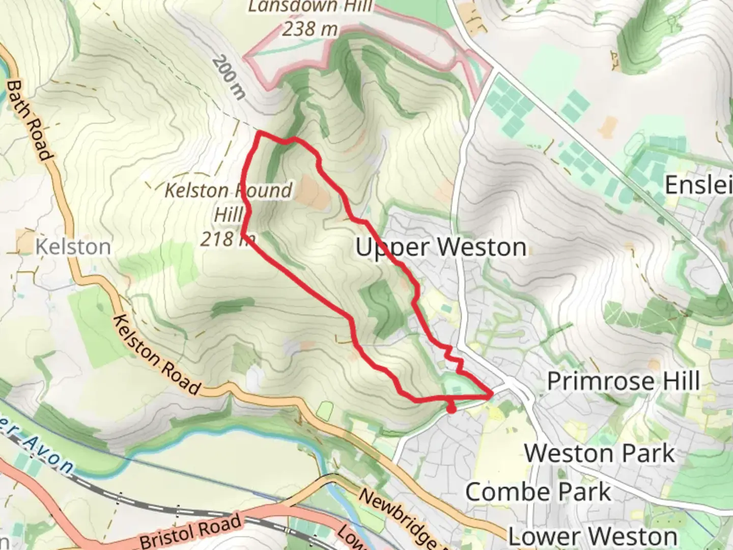An image depicting the trail Weston and Upper Weston via Cotswold Way and its surrounding area.