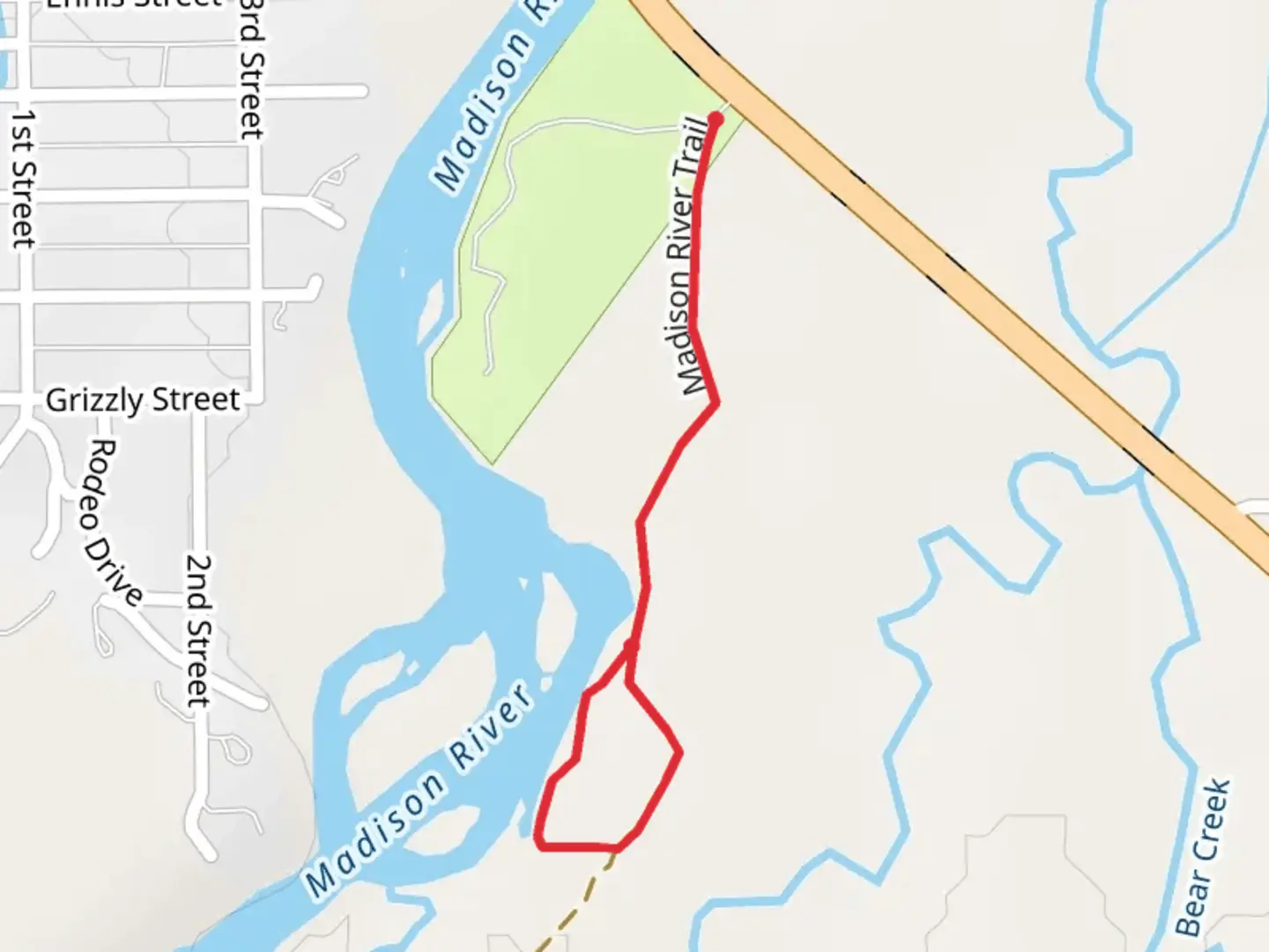 An image depicting the trail Madison River Loop and its surrounding area.