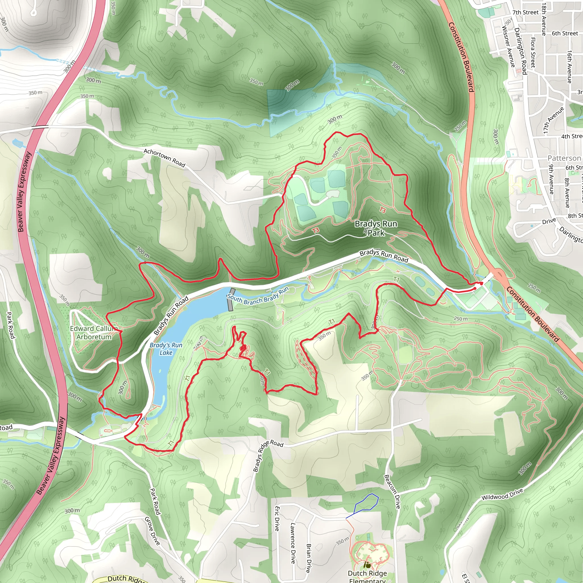 Brady's Run Park and Lake Loop mobile static map