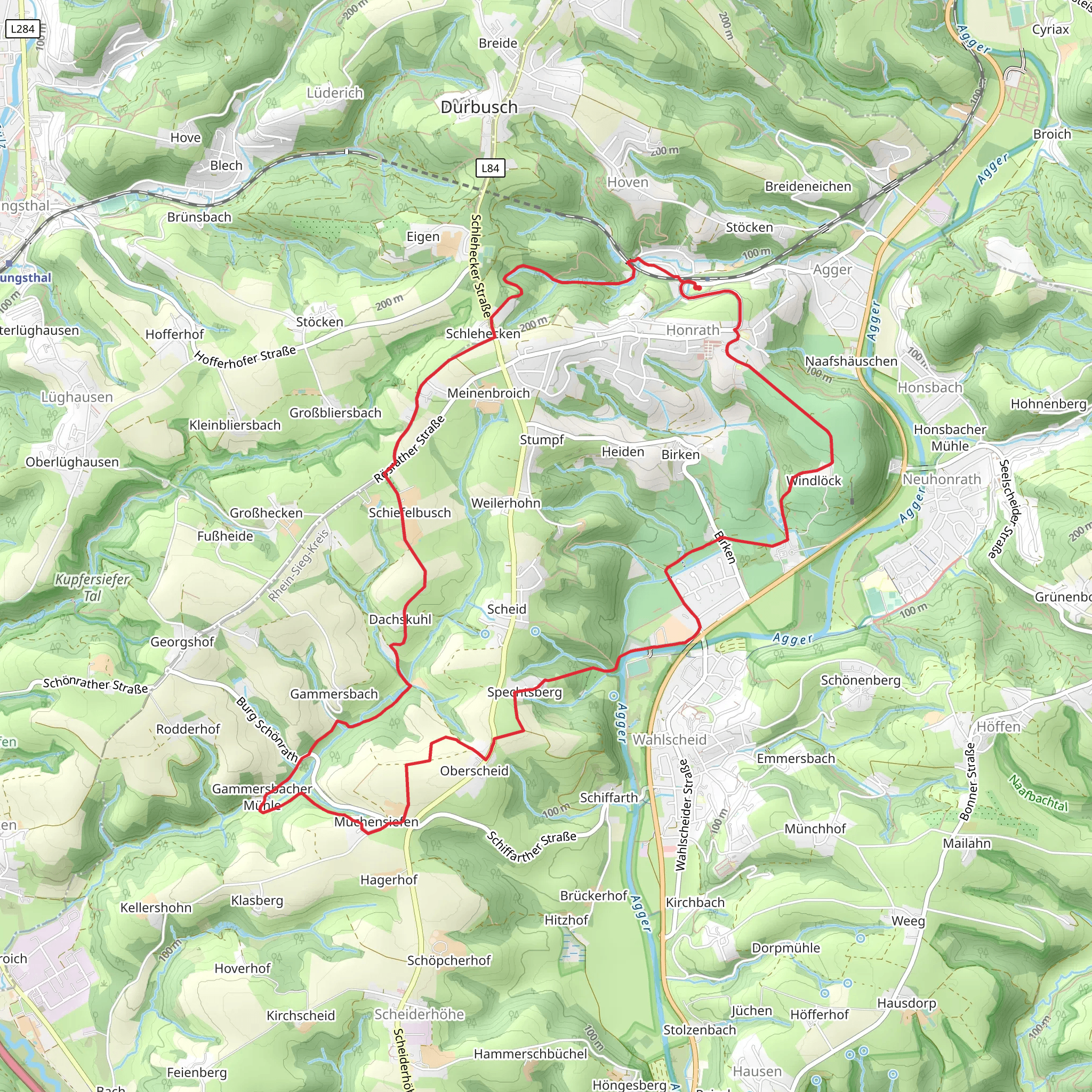 Gammersbach and Windloeck via Bauernhofweg mobile static map
