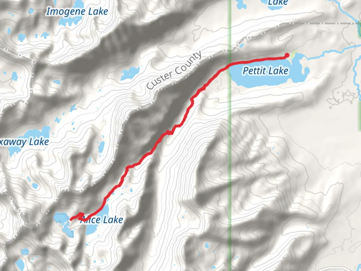An image depicting the trail Twin Lakes, Pettit Lake and Pettit Creek Trail and its surrounding area.