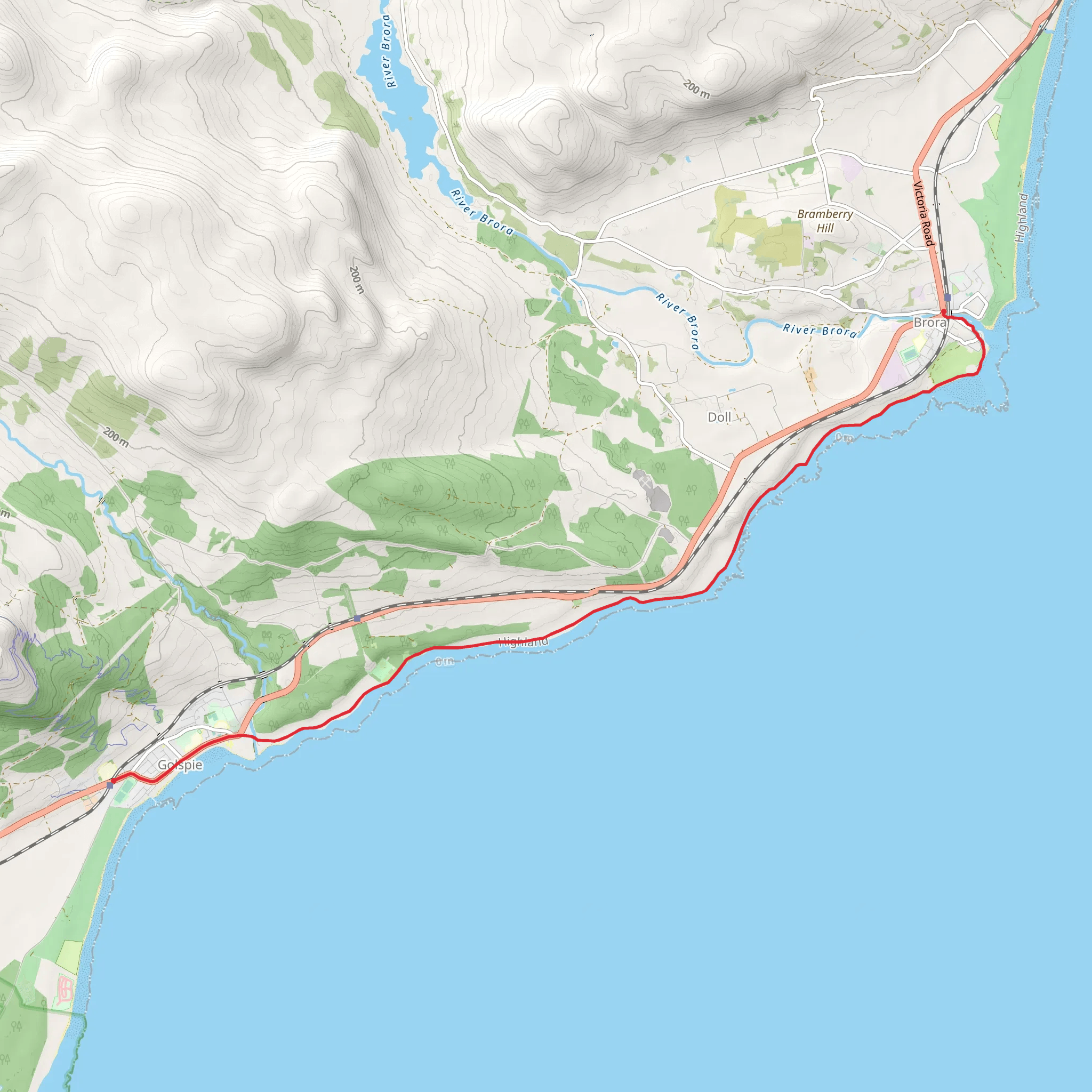 Brora To Golspie via John O'Groats Trail mobile static map