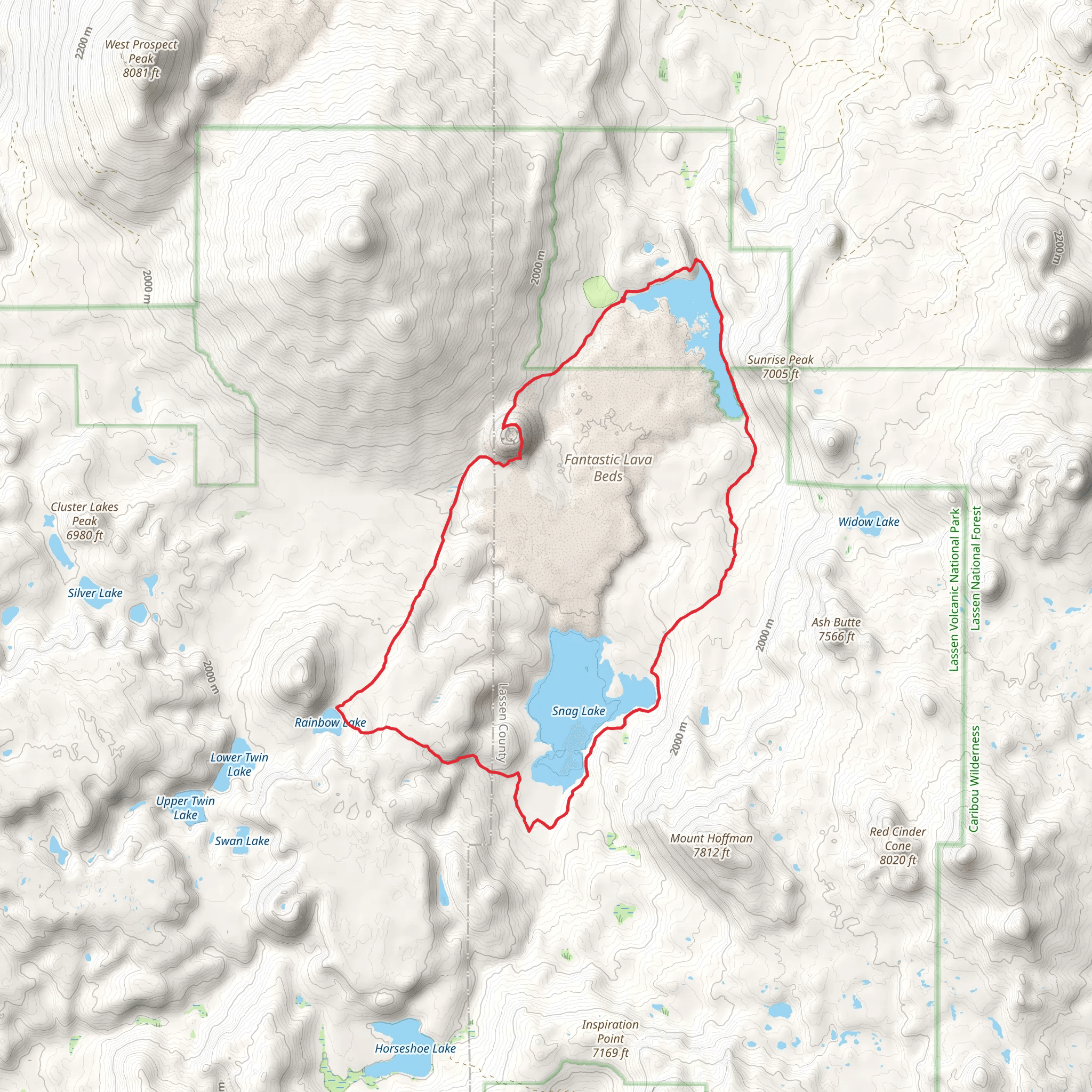 Cinder Cone and Butte Lake via Juniper Lake to Butte Lake Trail mobile static map