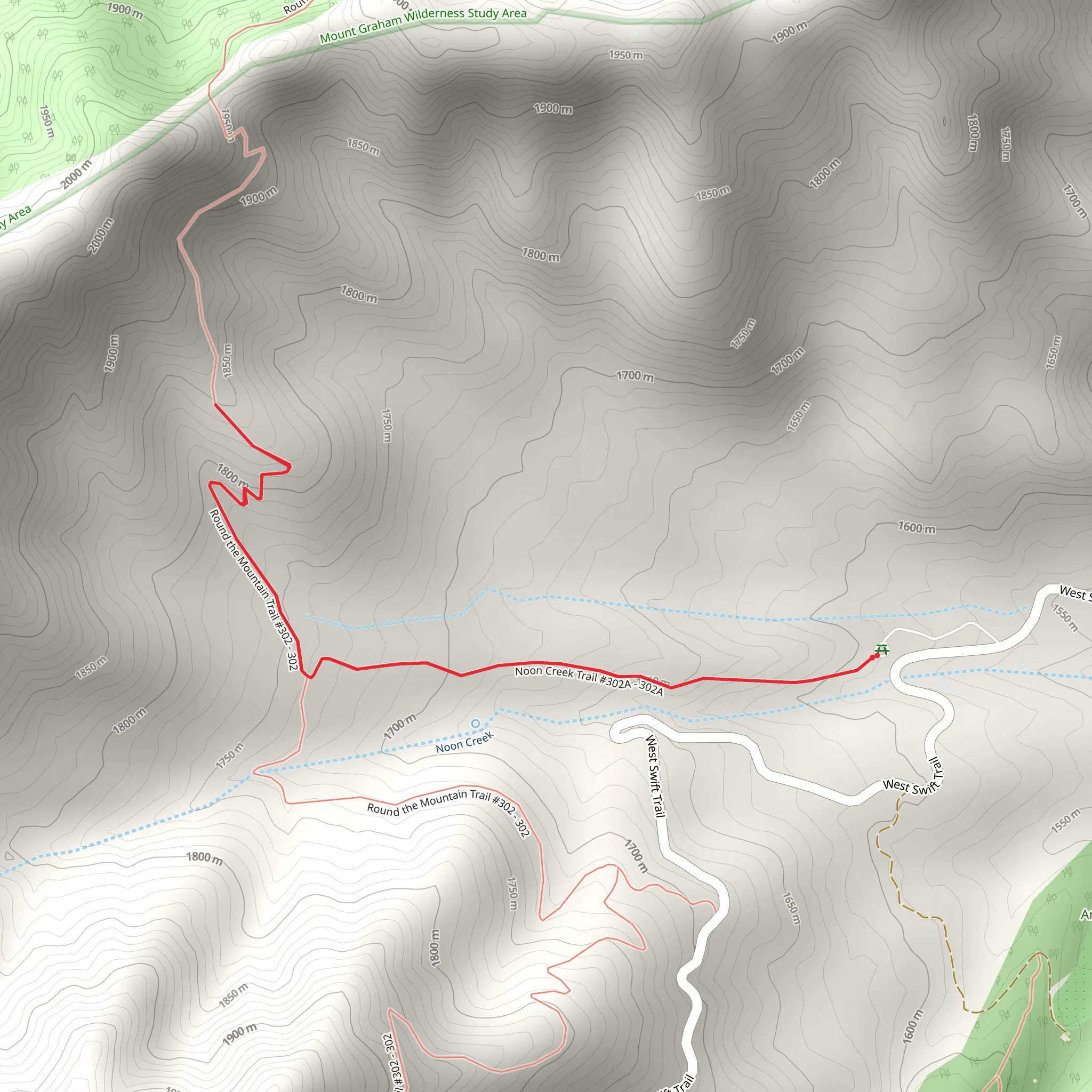 Noon Creek Ridge and Round the Mountain Trail mobile static map