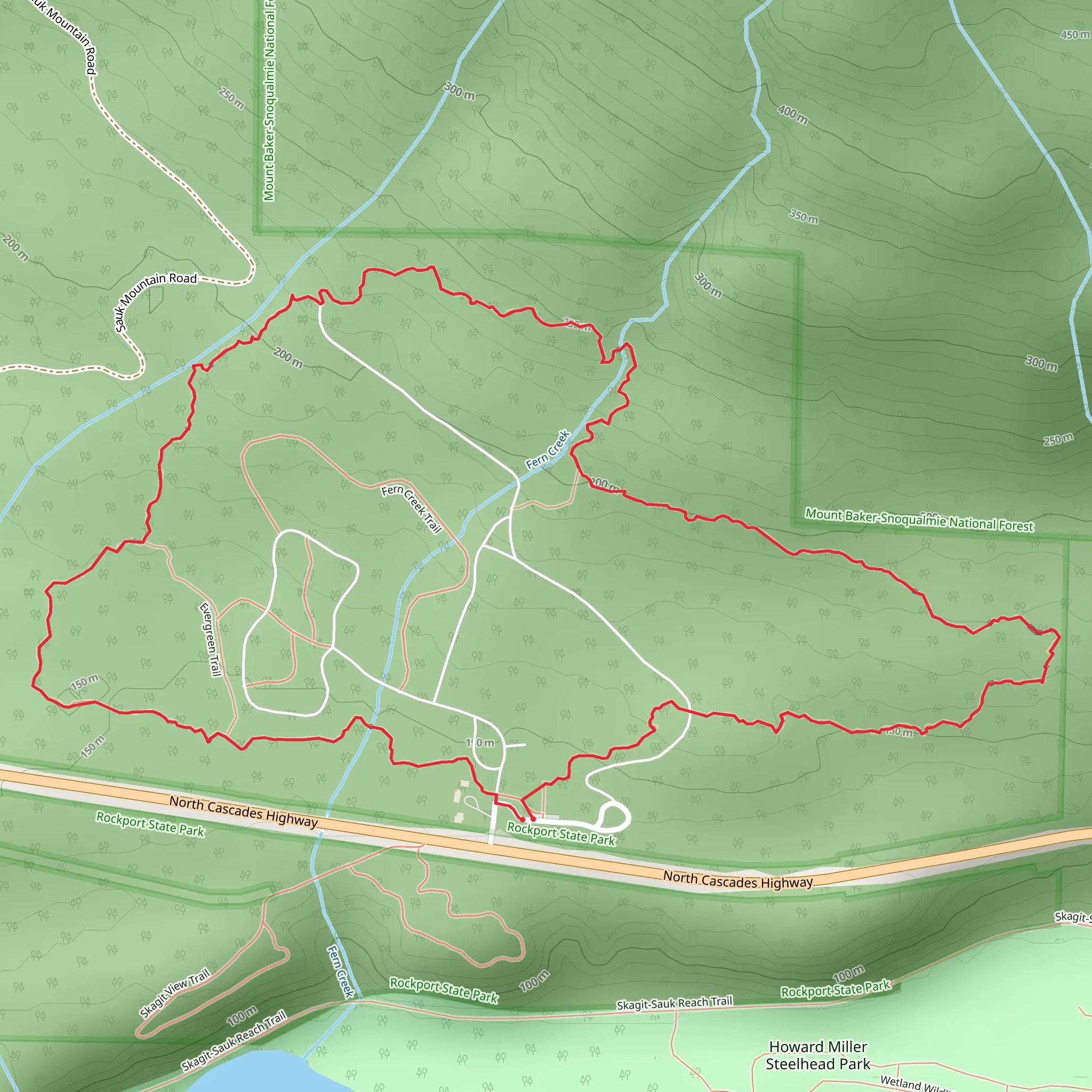 Evergreen Loop Trail mobile static map