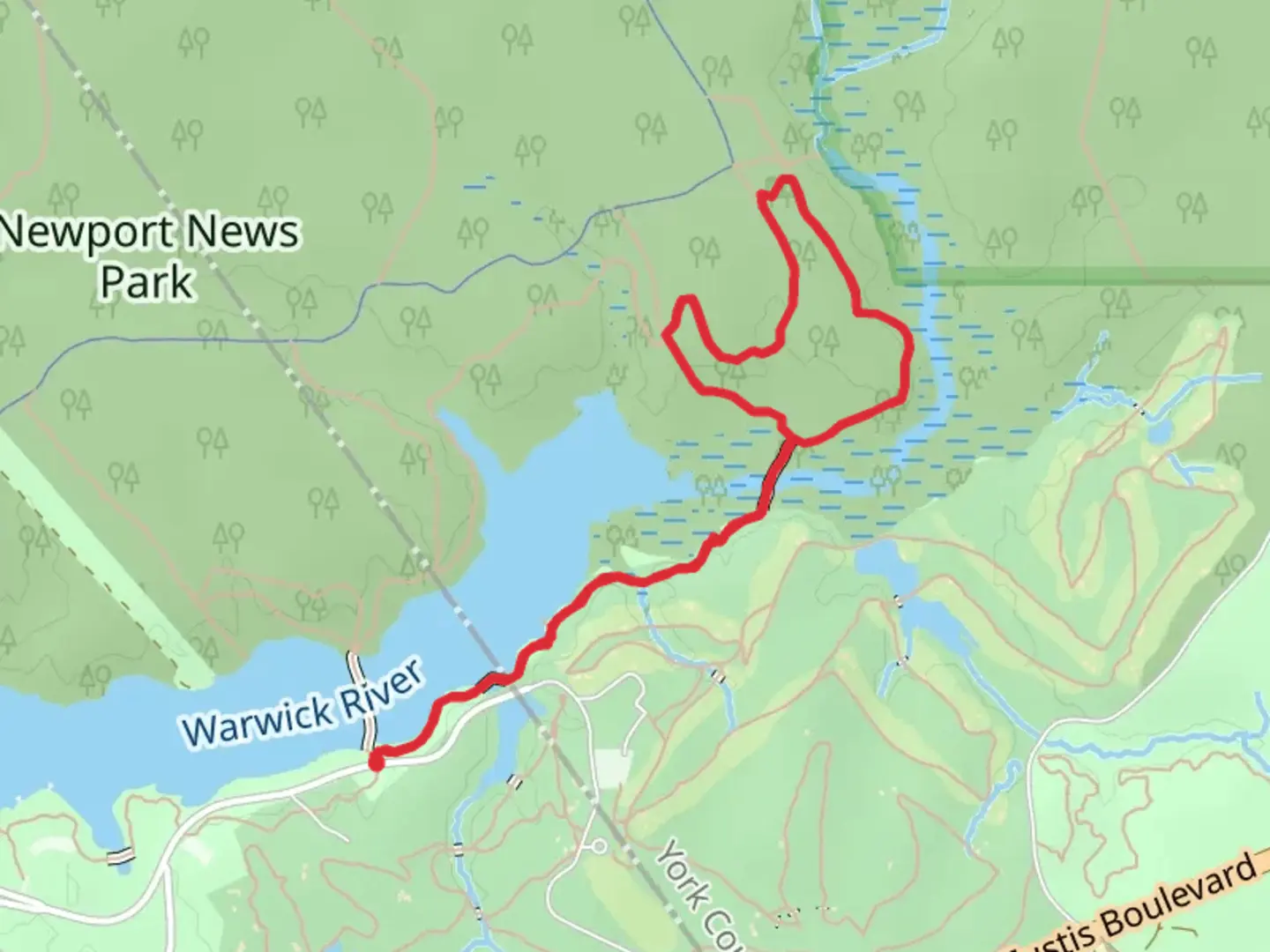 An image depicting the trail Wynn's Mill Loop and its surrounding area.