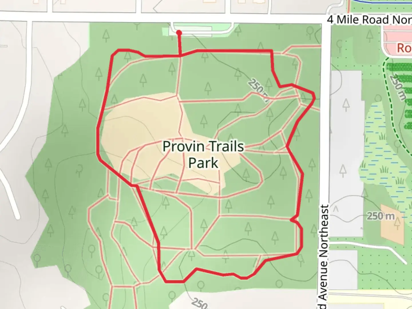 An image depicting the trail Provin Trails Park Loop and its surrounding area.