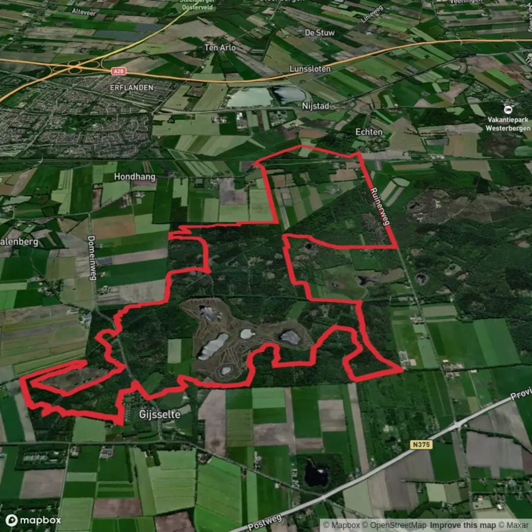 An image depicting the trail Hooimaatsdijk, Pesserkoelen and Echtener Loop and its surrounding area.