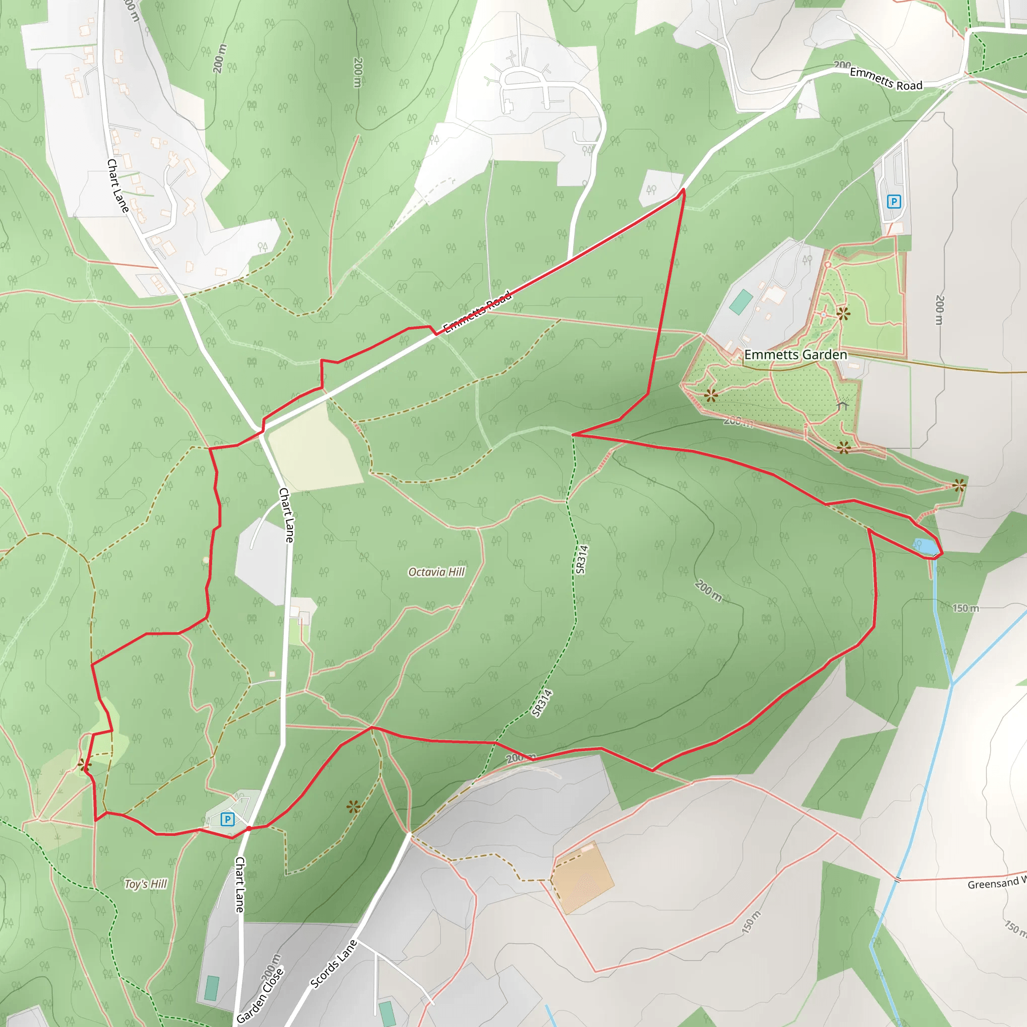 Toys Hill Circular via Weardale Manor mobile static map