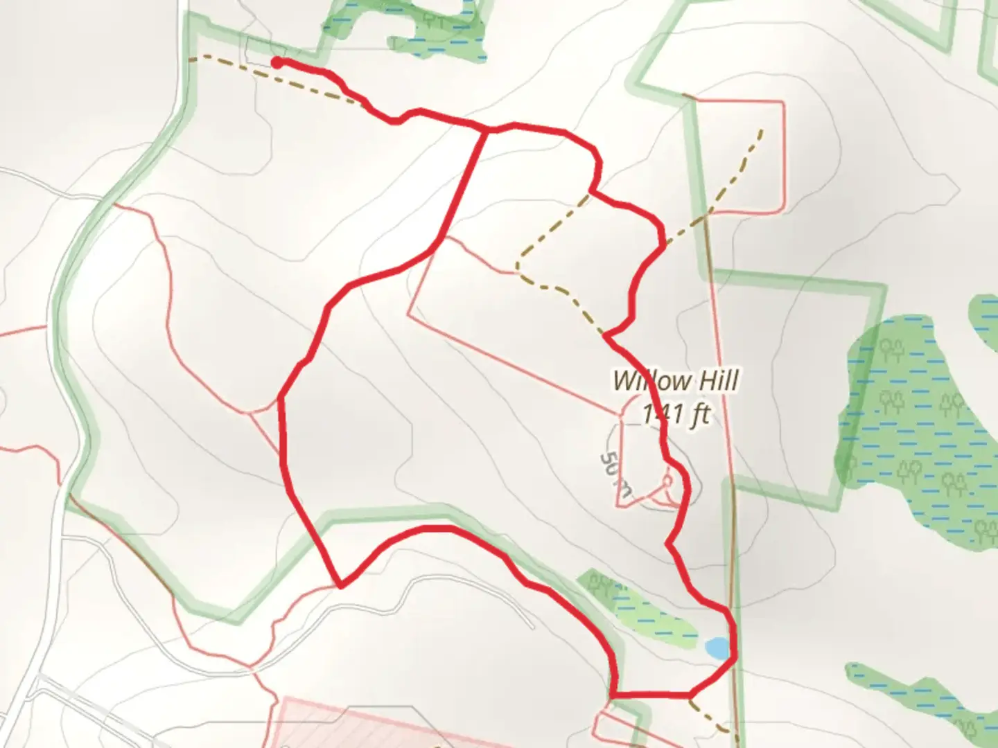 An image depicting the trail Willow Hill Loop Trail and its surrounding area.