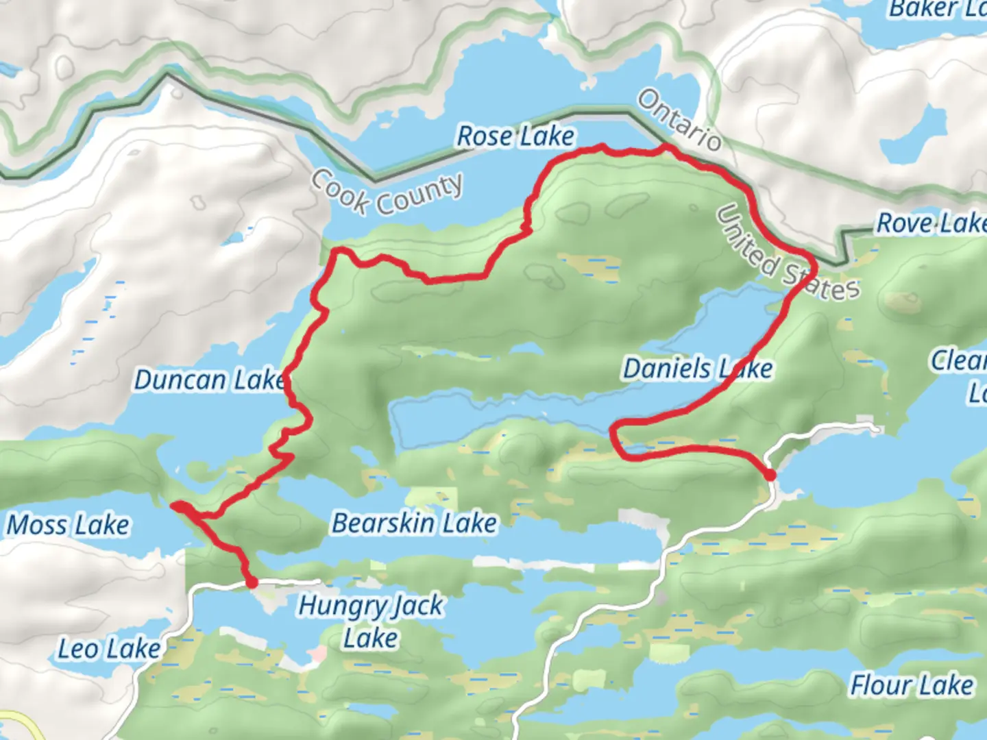 An image depicting the trail Caribou Rock and Clearwater Daniels Lake Trail and its surrounding area.