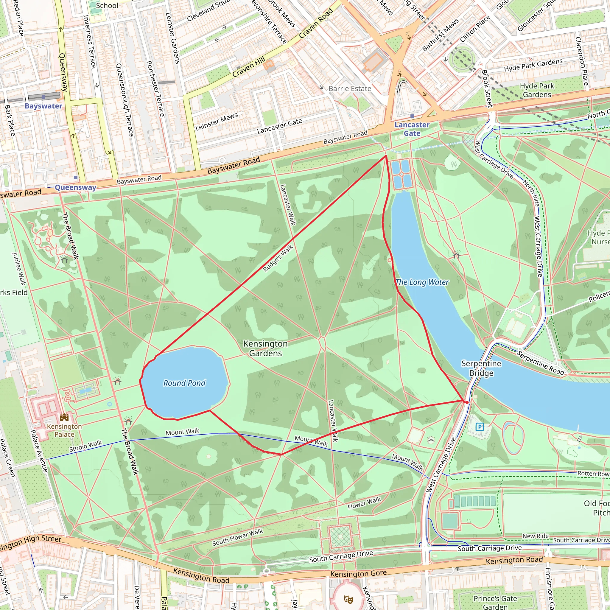 Kensington Gardens mobile static map