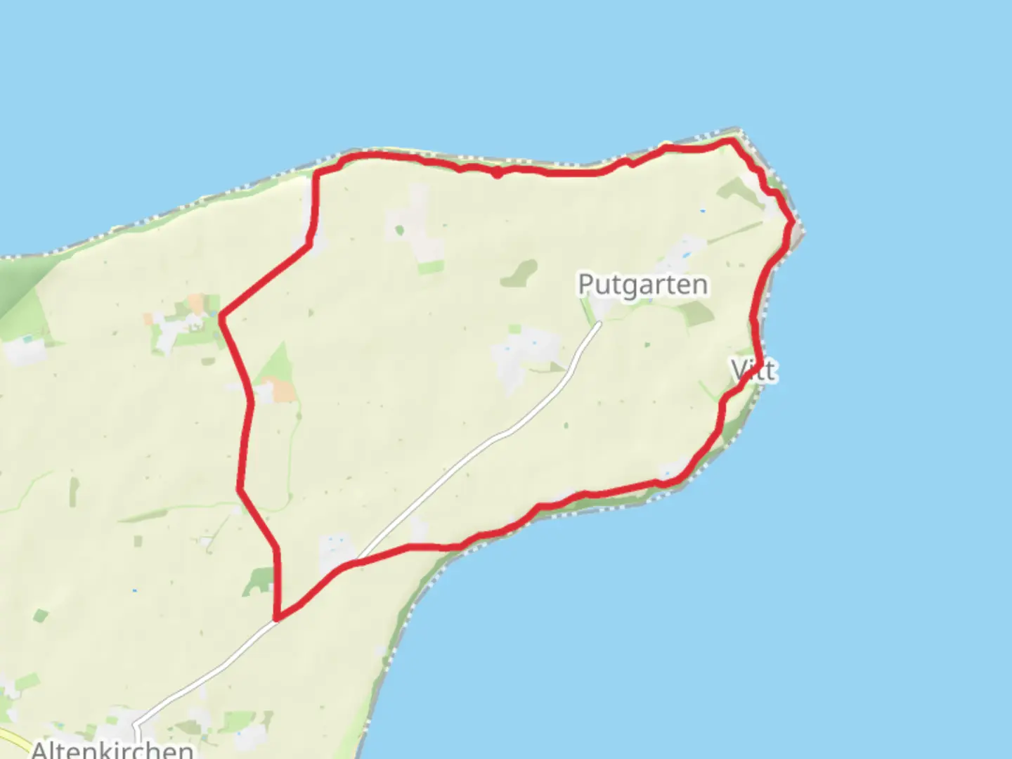 An image depicting the trail Putgardten Loop via Siebenschneiderstein and Strand Nordufer and its surrounding area.