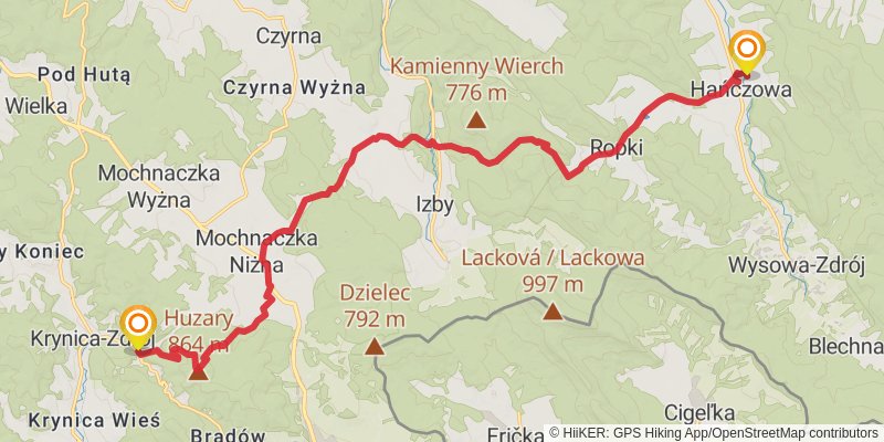 Main Beskid Trail stage 17 Map