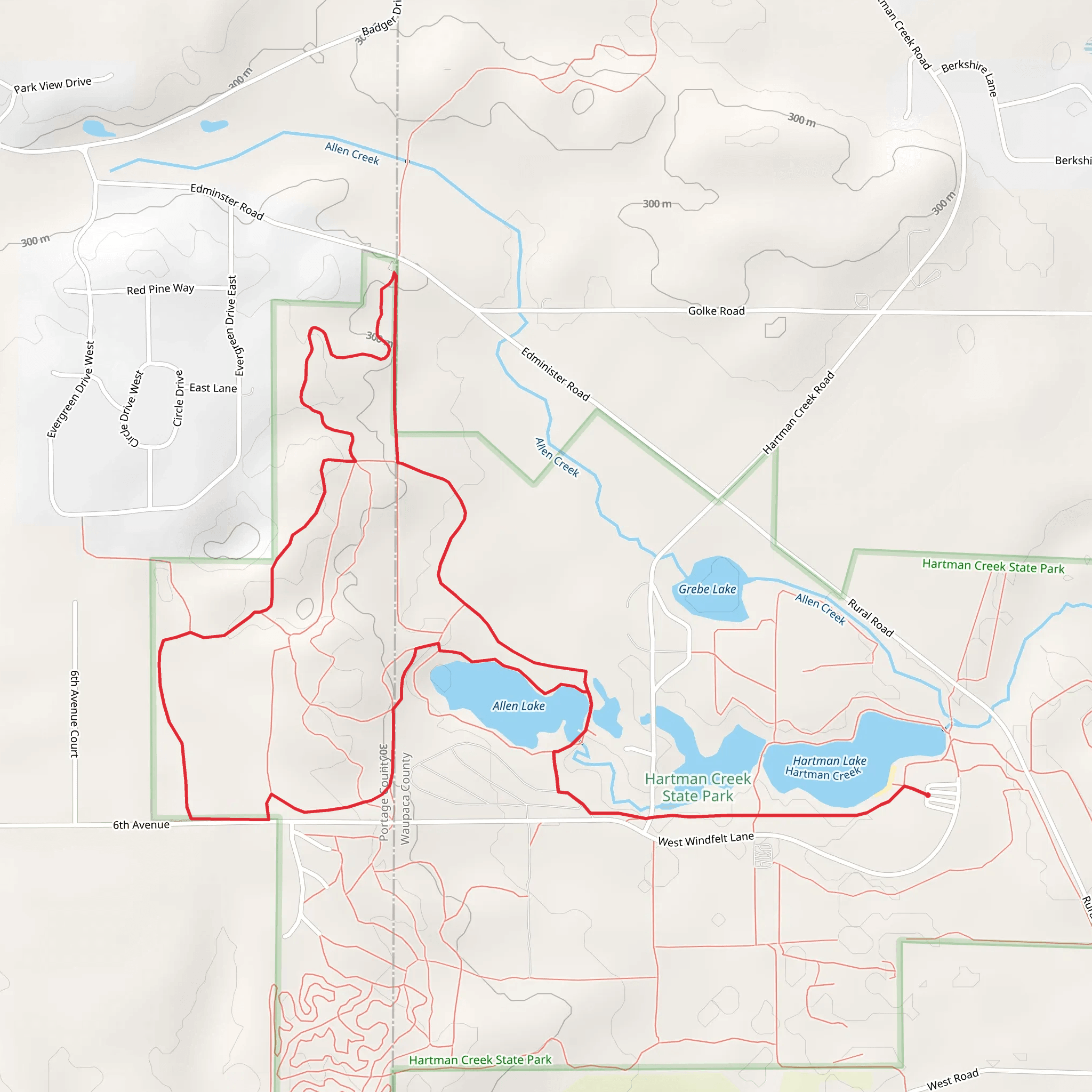 Alle Lake and Ice Age Loop Trail mobile static map