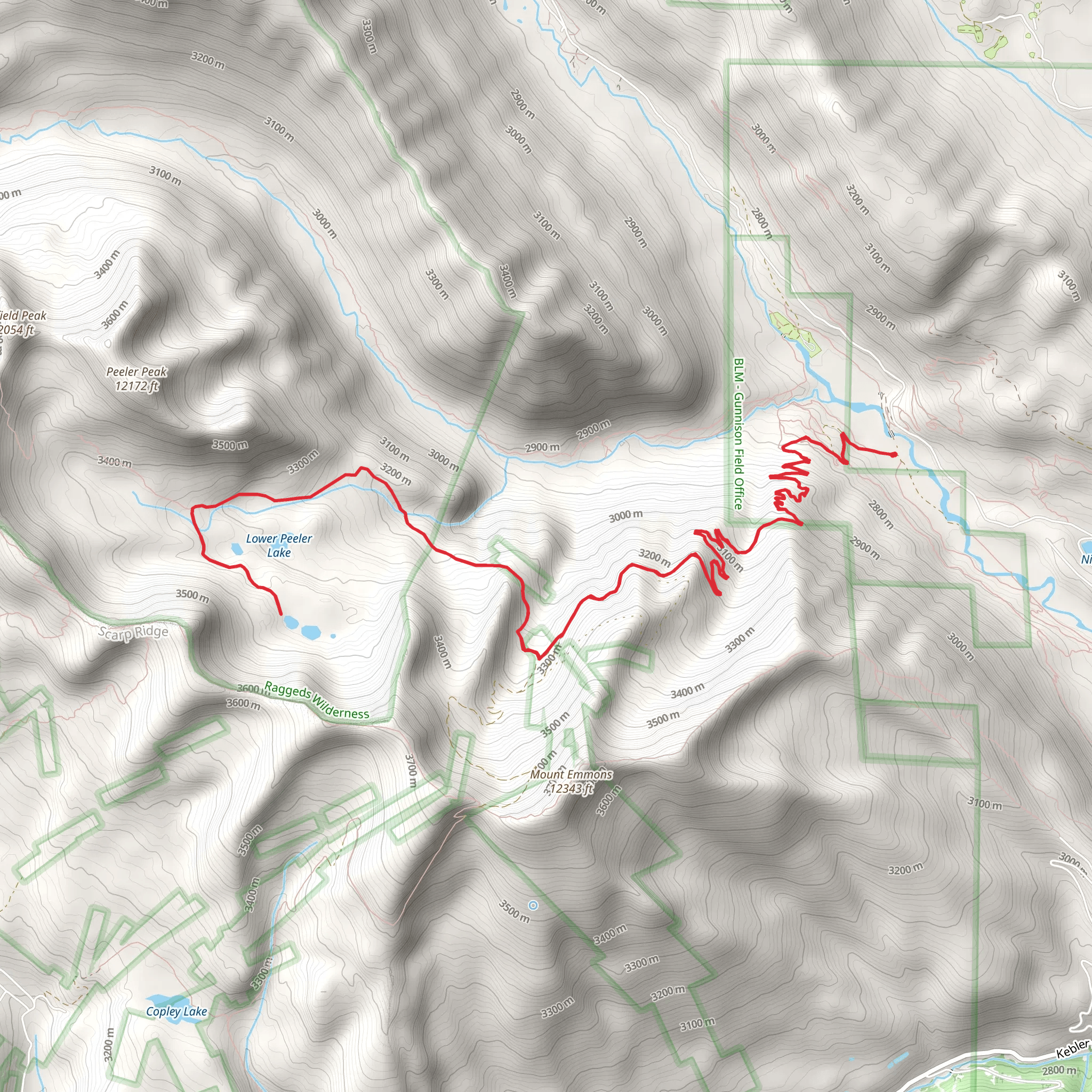 Daisy Pass Peeler Trail via Gunsight Pass Road mobile static map