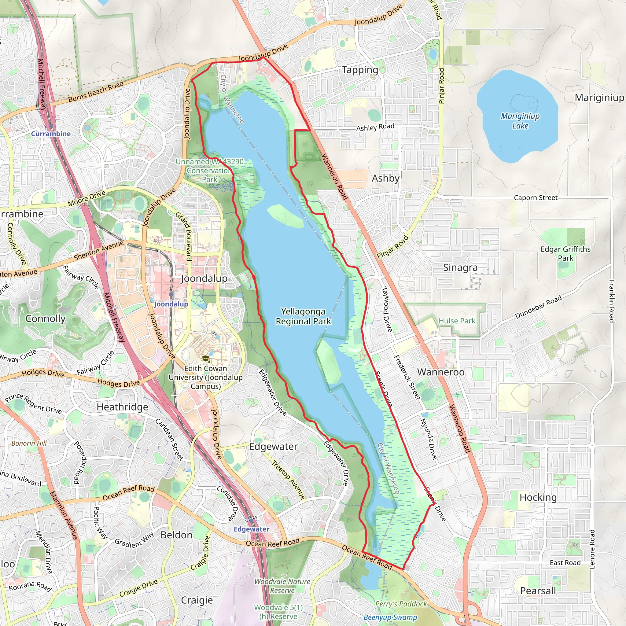 Lake Joondalup Circuit mobile static map