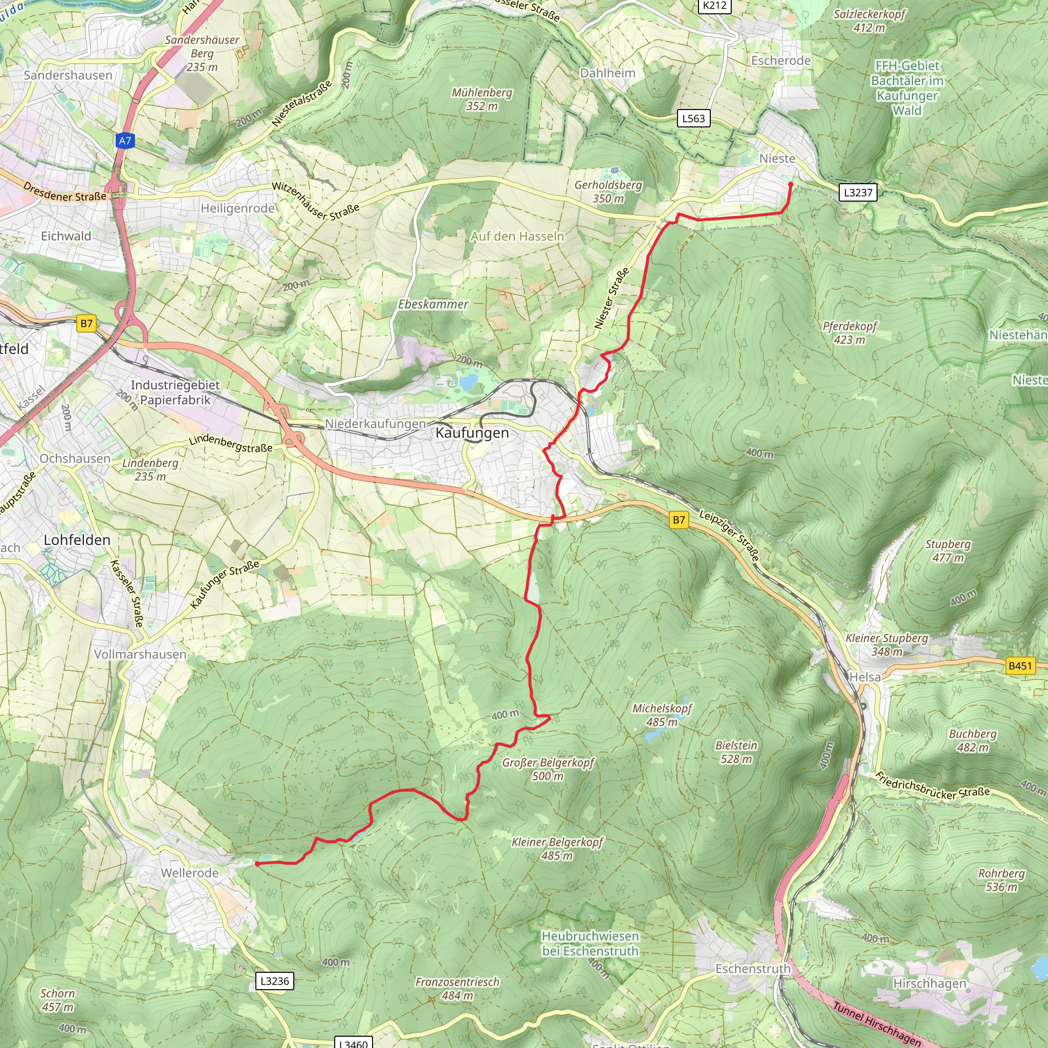 Nieste to Wellerode via Grimmsteig mobile static map