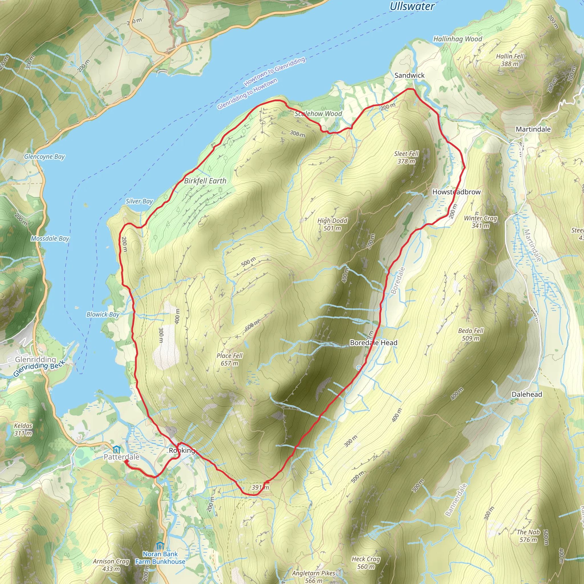 Patterdale to Sandwick Loop via Silver Bay mobile static map