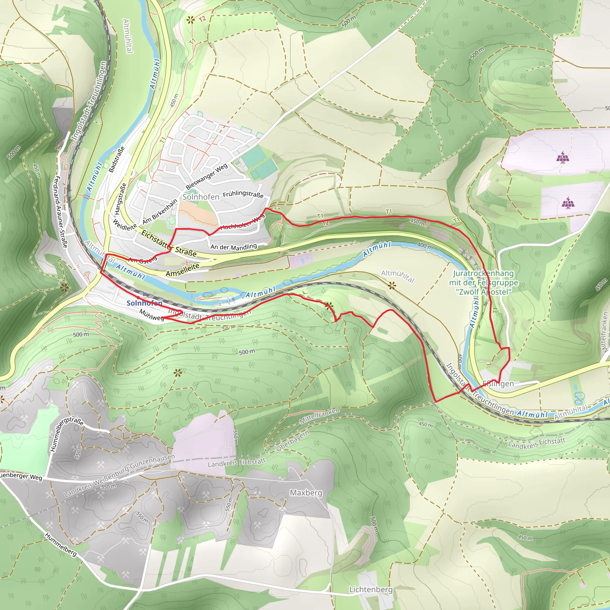 Solnhofen to Eßlingen Loop via Altmühl mobile static map