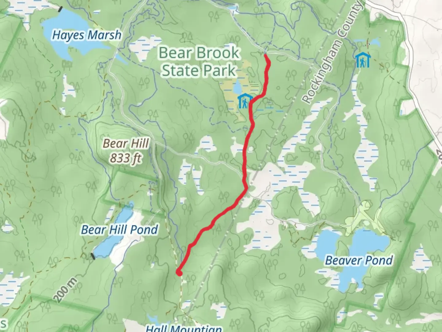 An image depicting the trail Bear Brook and Spruce Pond and its surrounding area.