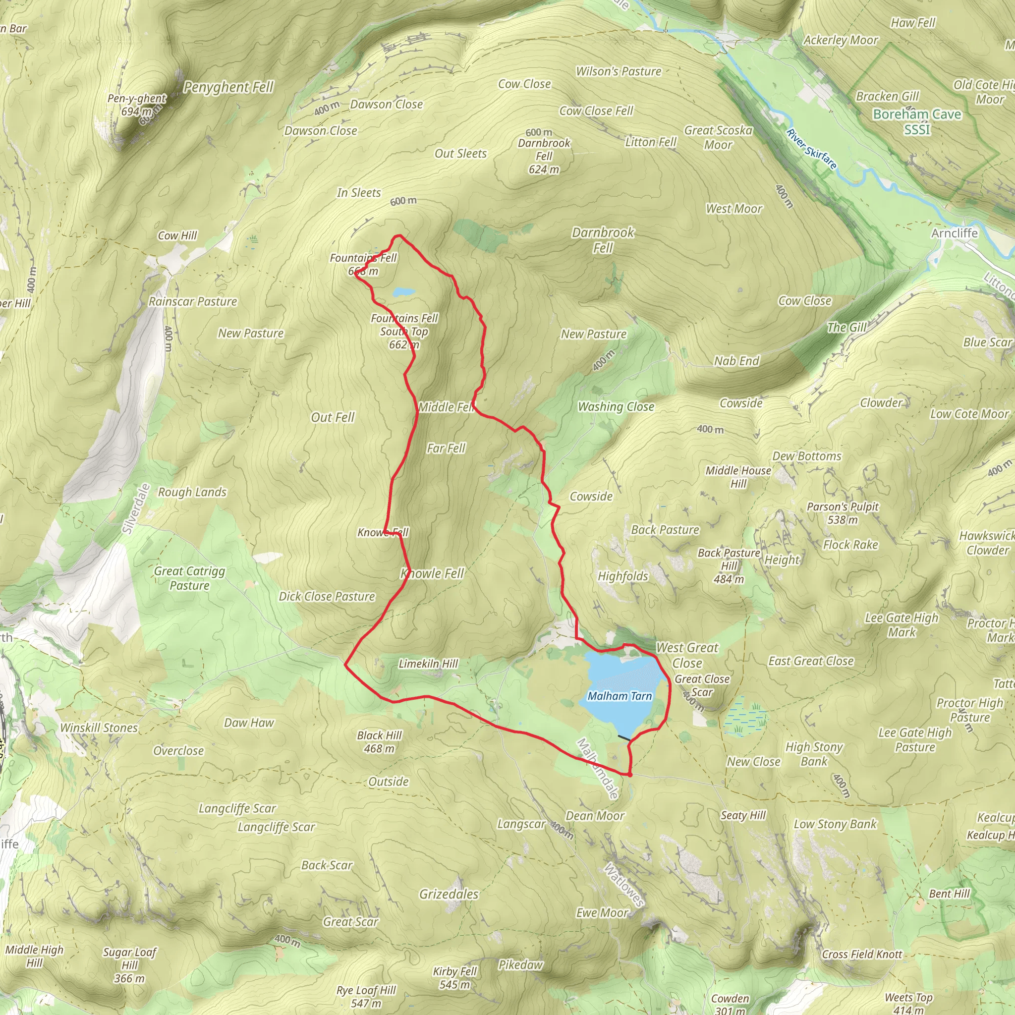 Malham Tarn - Fountain's Fell and Out Fell mobile static map