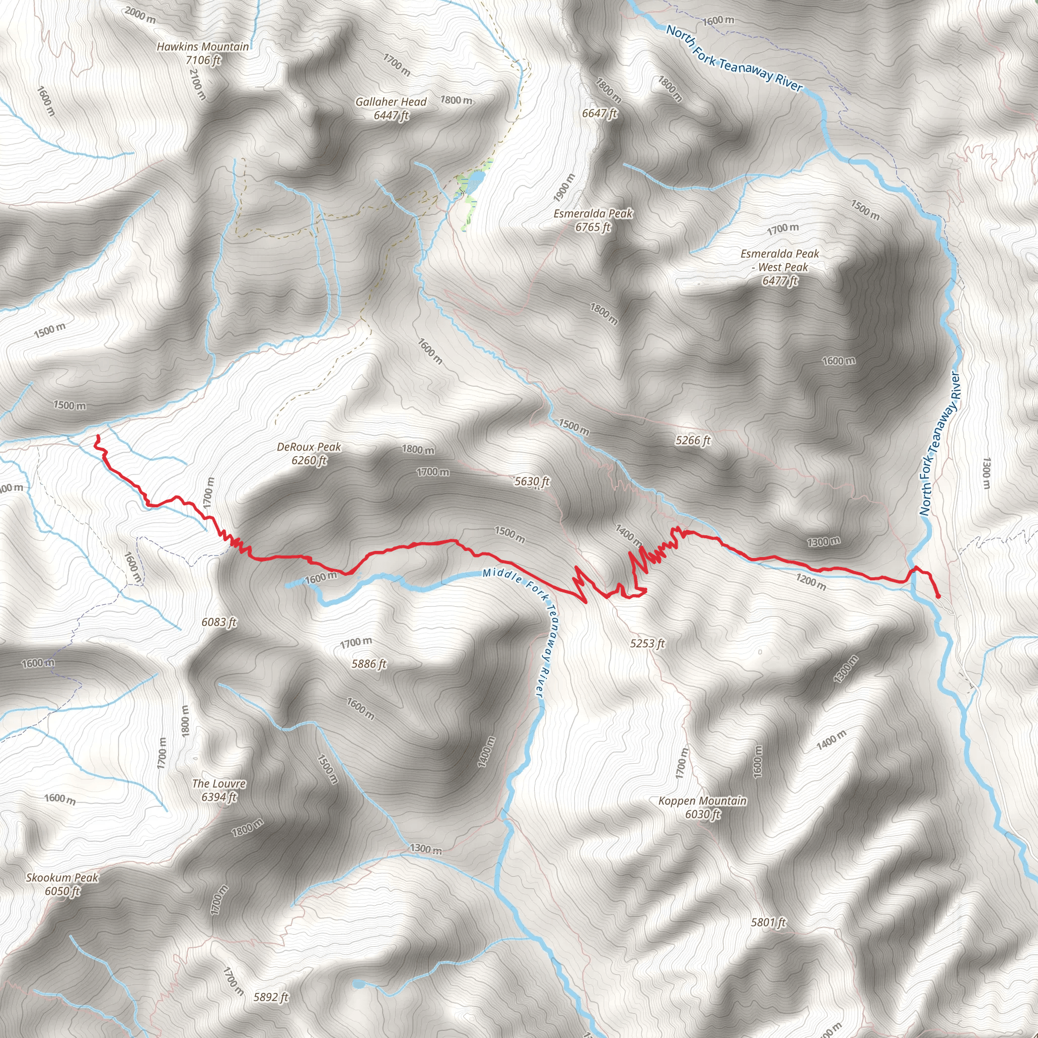 Elsnor Mine Trail via Middle Fork Teanaway Trail mobile static map