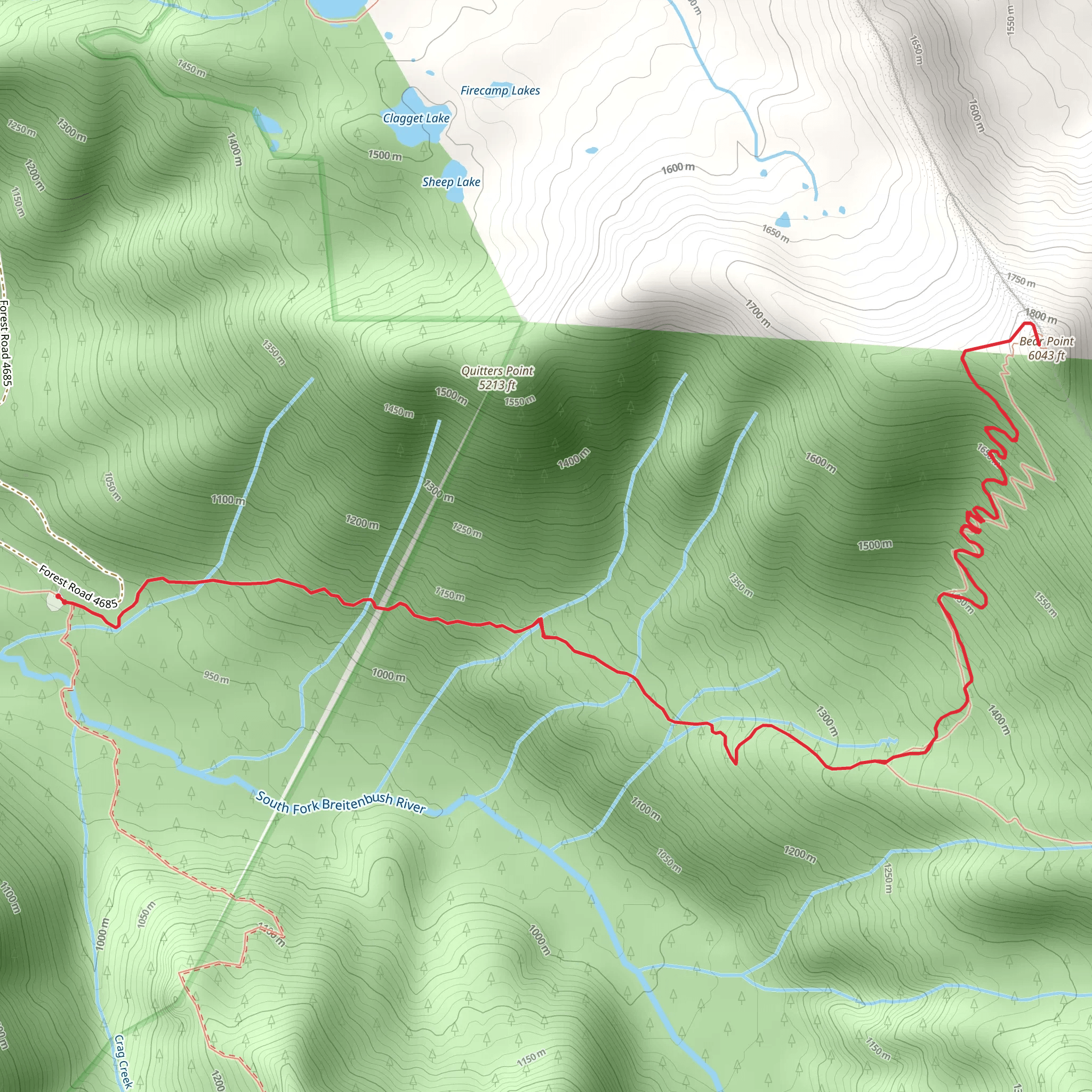Bear Point via South Breitenbush Trail mobile static map