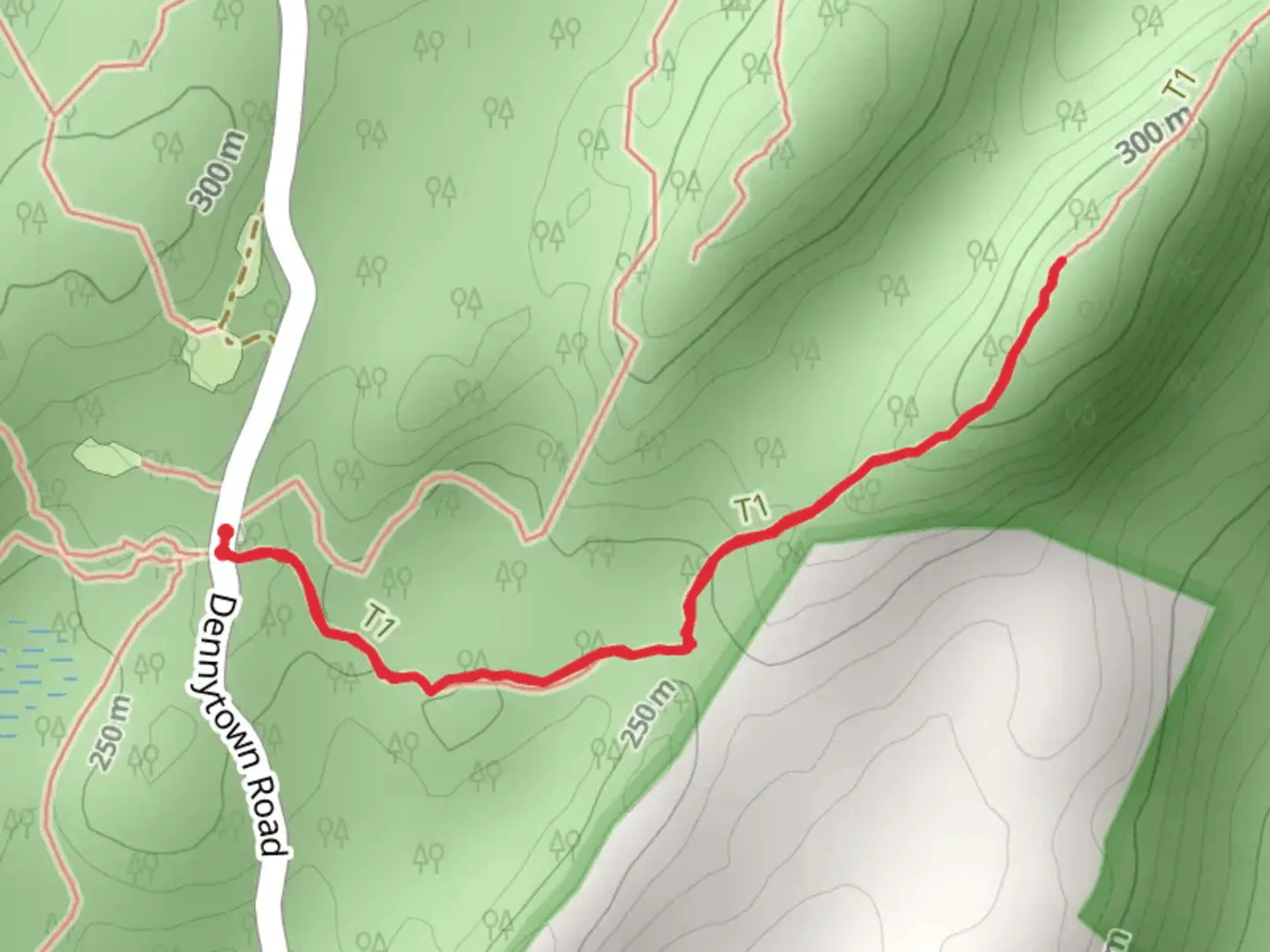 An image depicting the trail Dennytown Road East Hill Trail and its surrounding area.
