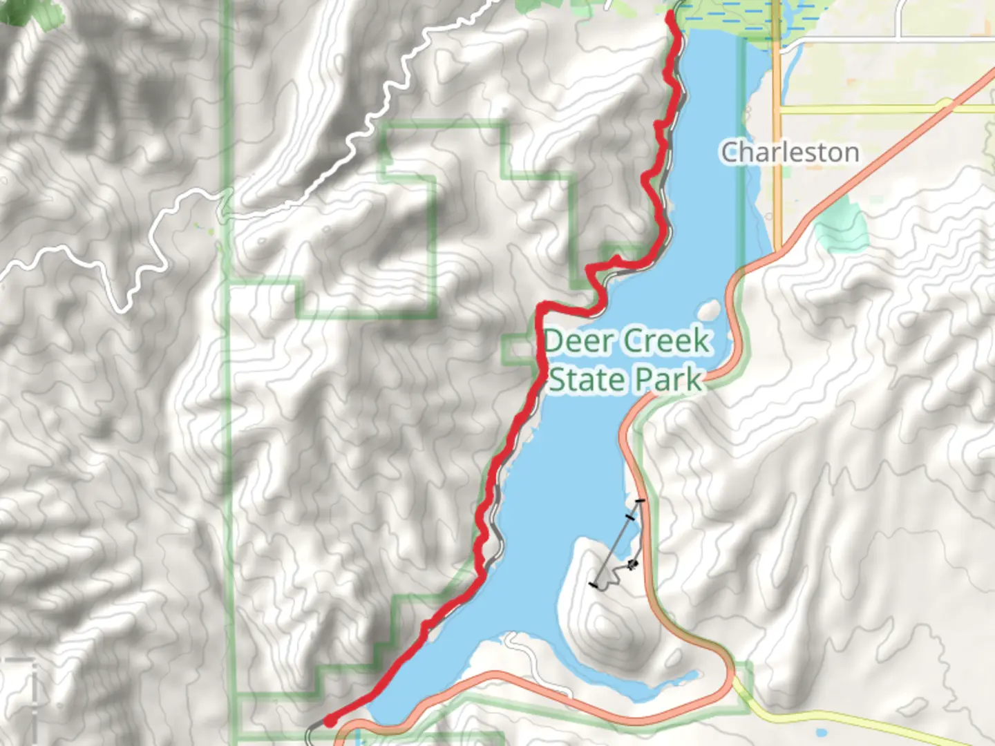 An image depicting the trail Deer Creek Trail and its surrounding area.