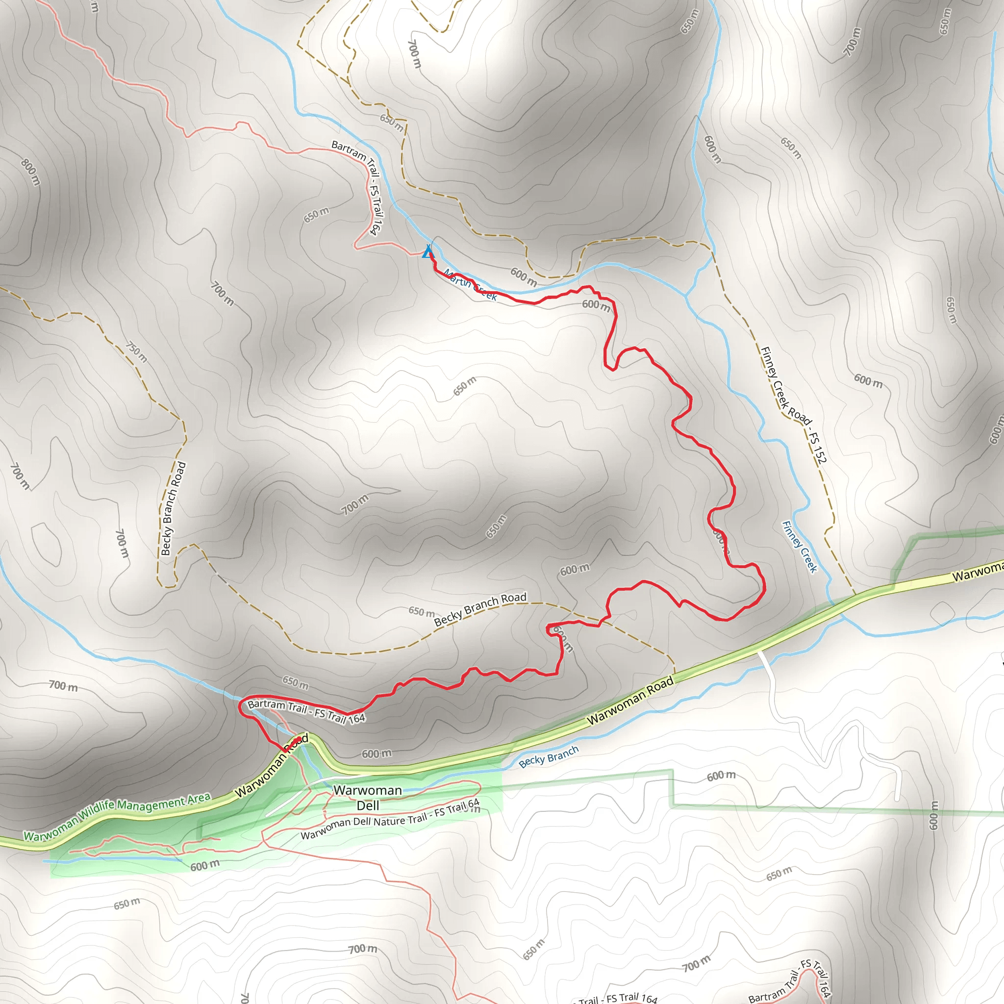 Martin Creek via Bartram Trail mobile static map