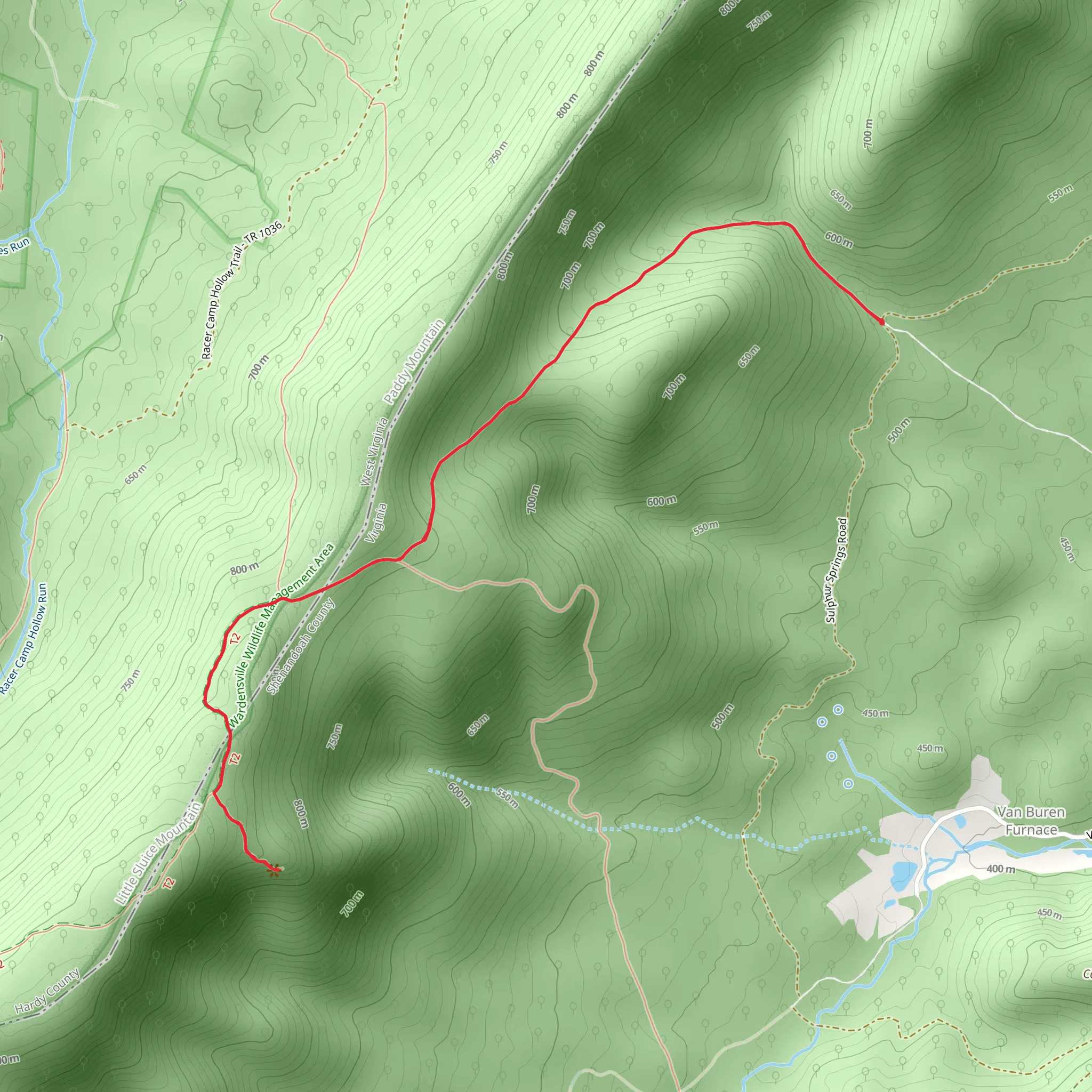 White Rock Trail via Sulphur Spring Gap Trail mobile static map