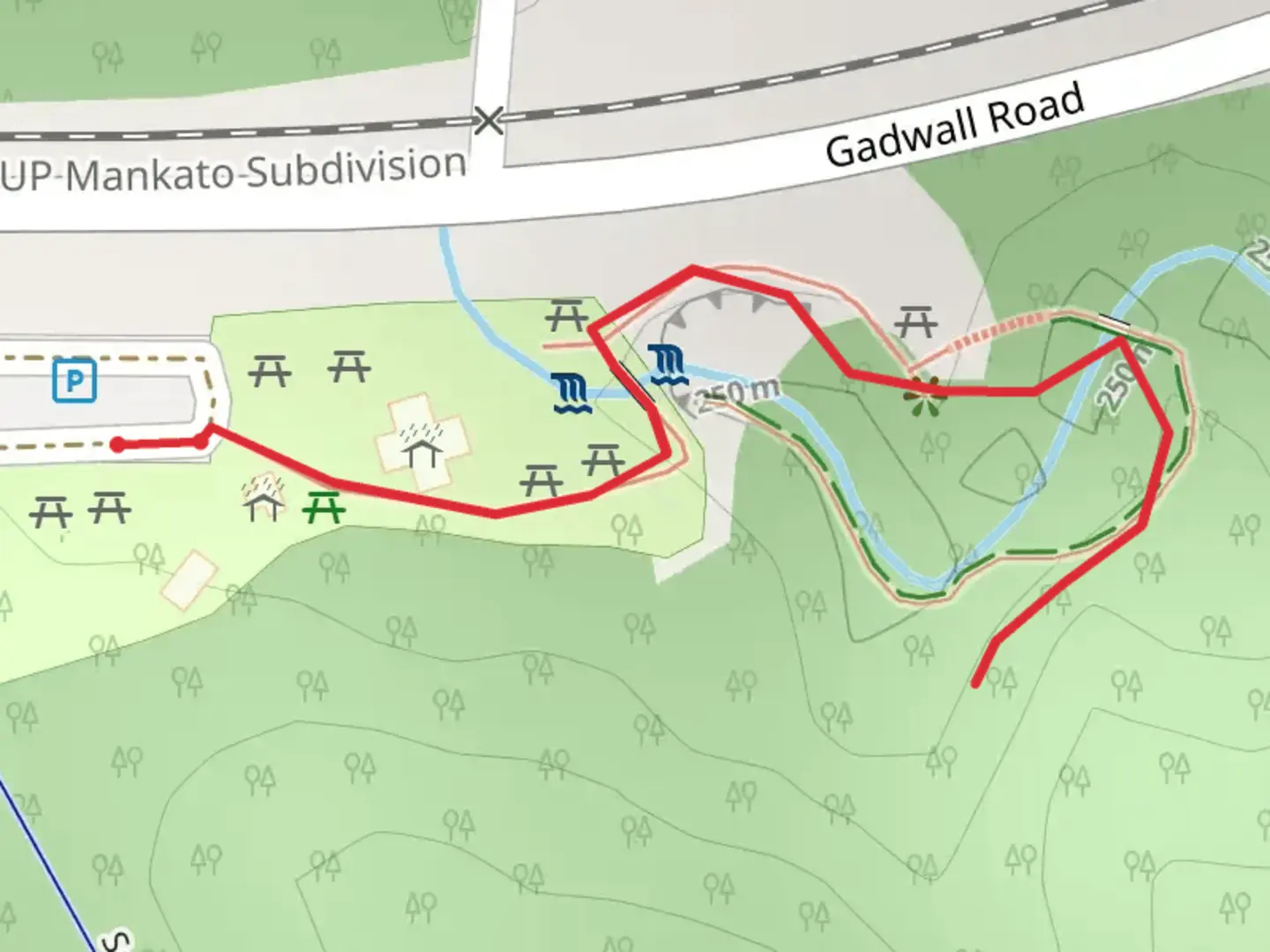 An image depicting the trail Minneopa Creek and its surrounding area.