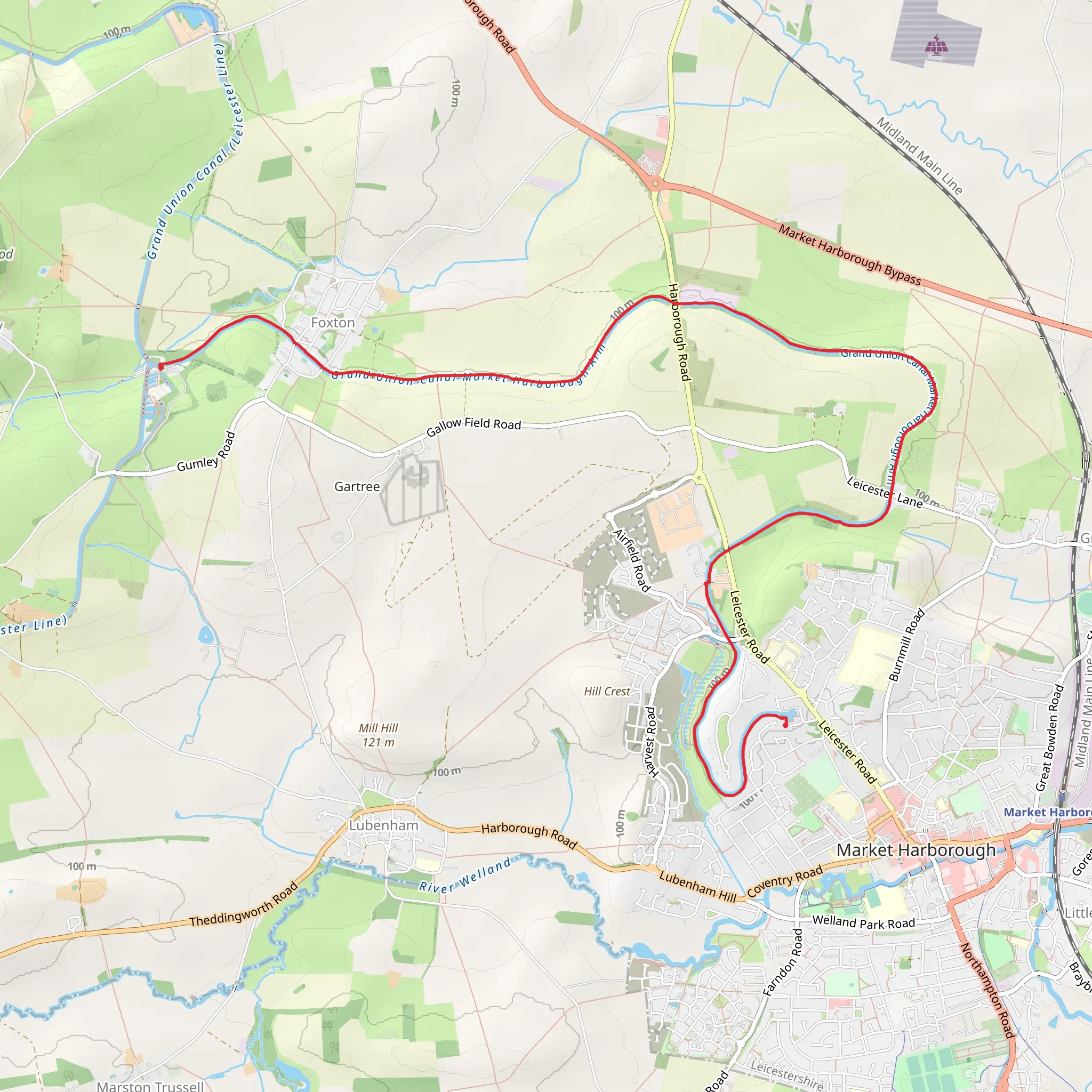 Market Harborough Canal mobile static map