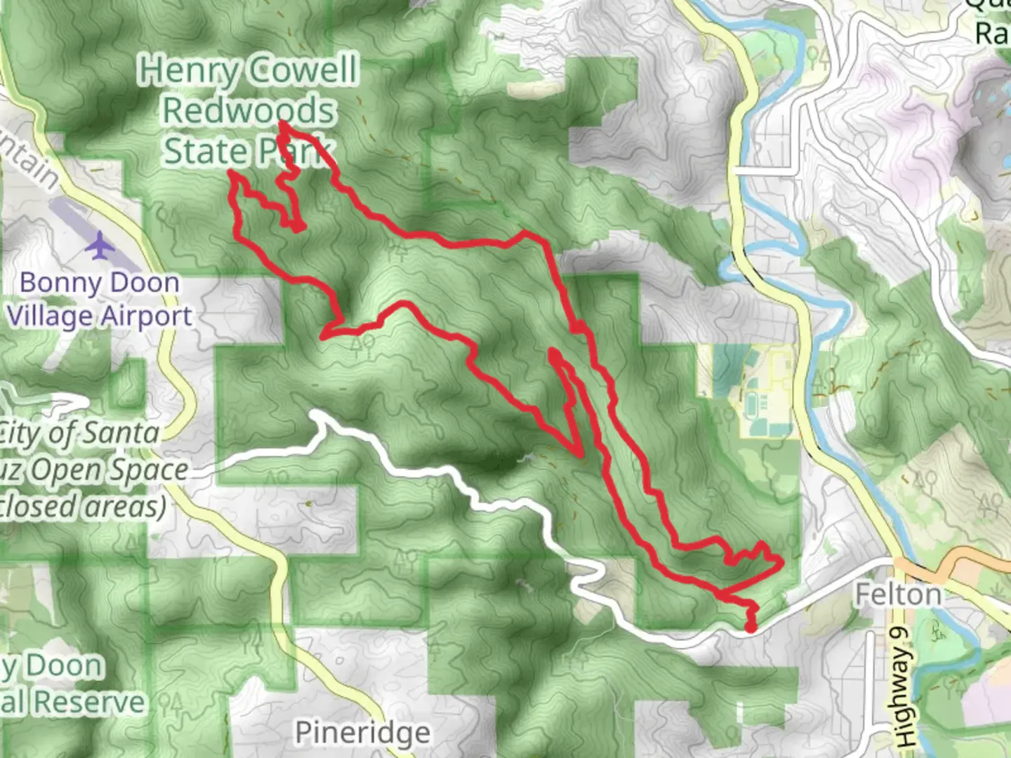 An image depicting the trail Fall Creek, Lost Empire and Ridge Loop Trail and its surrounding area.