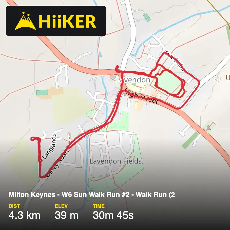 A map preview of the recording Milton Keynes - W6 Sun Walk Run #2 - Walk Run (2.